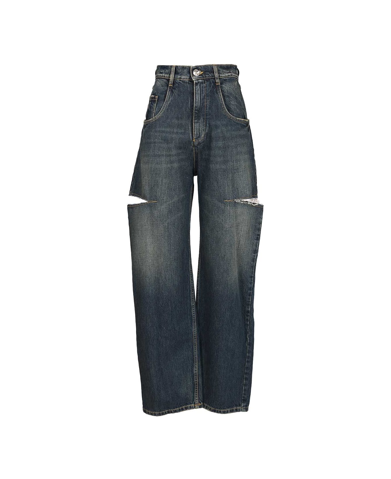 Maison Margiela High-waisted Jeans With Side Rips - Washed indigo