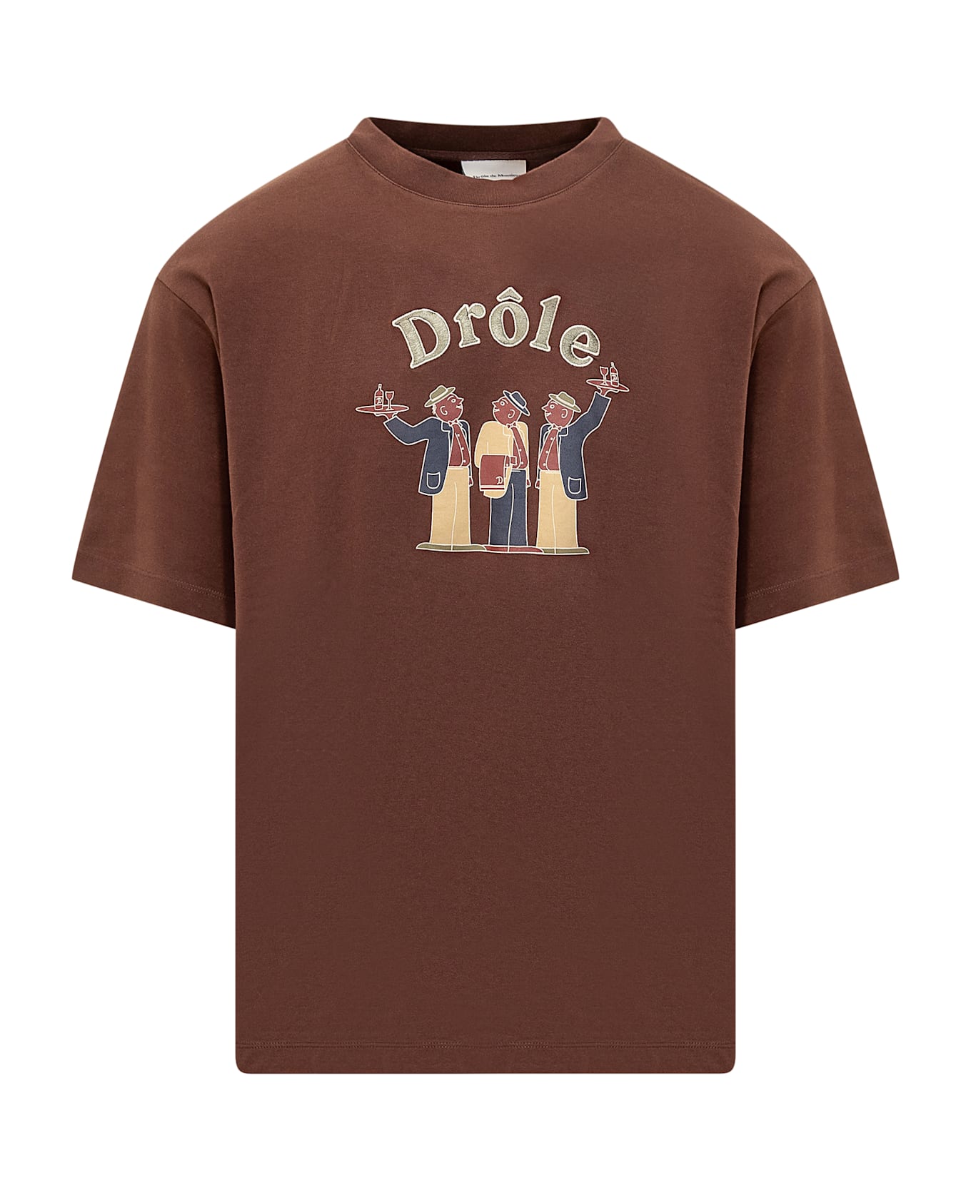 Drôle de Monsieur T-shirt With Logo - DARK BROWN