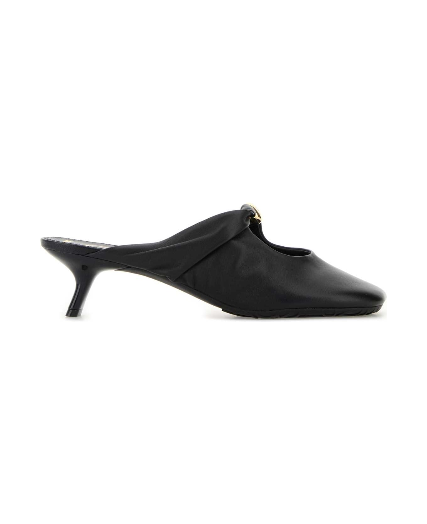 Loewe Black Nappa Leather Pebble Mules - BLACK