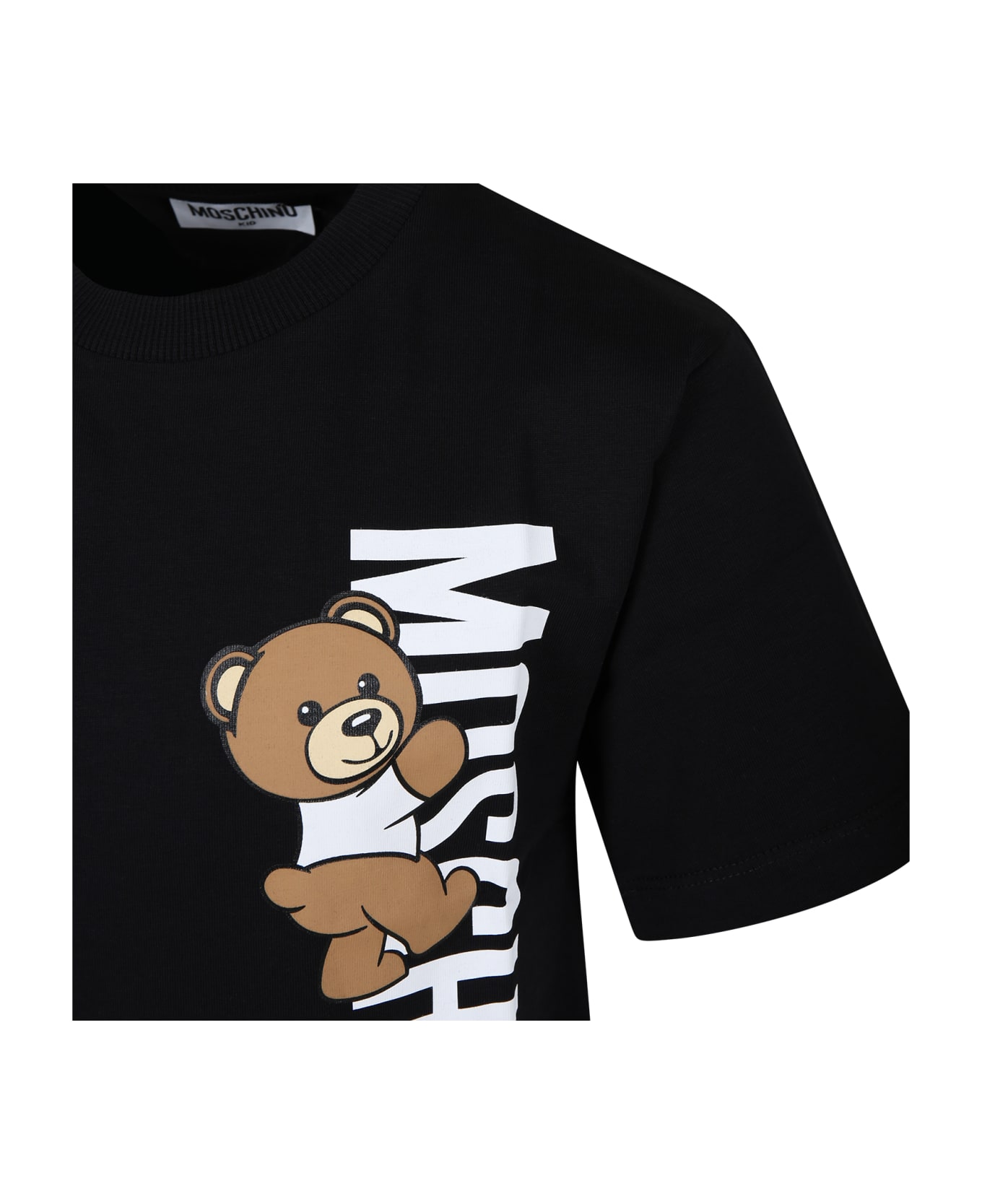 Moschino Black T-shirt For Kids With Teddy Bear And Logo - Black Tシャツ＆ポロシャツ