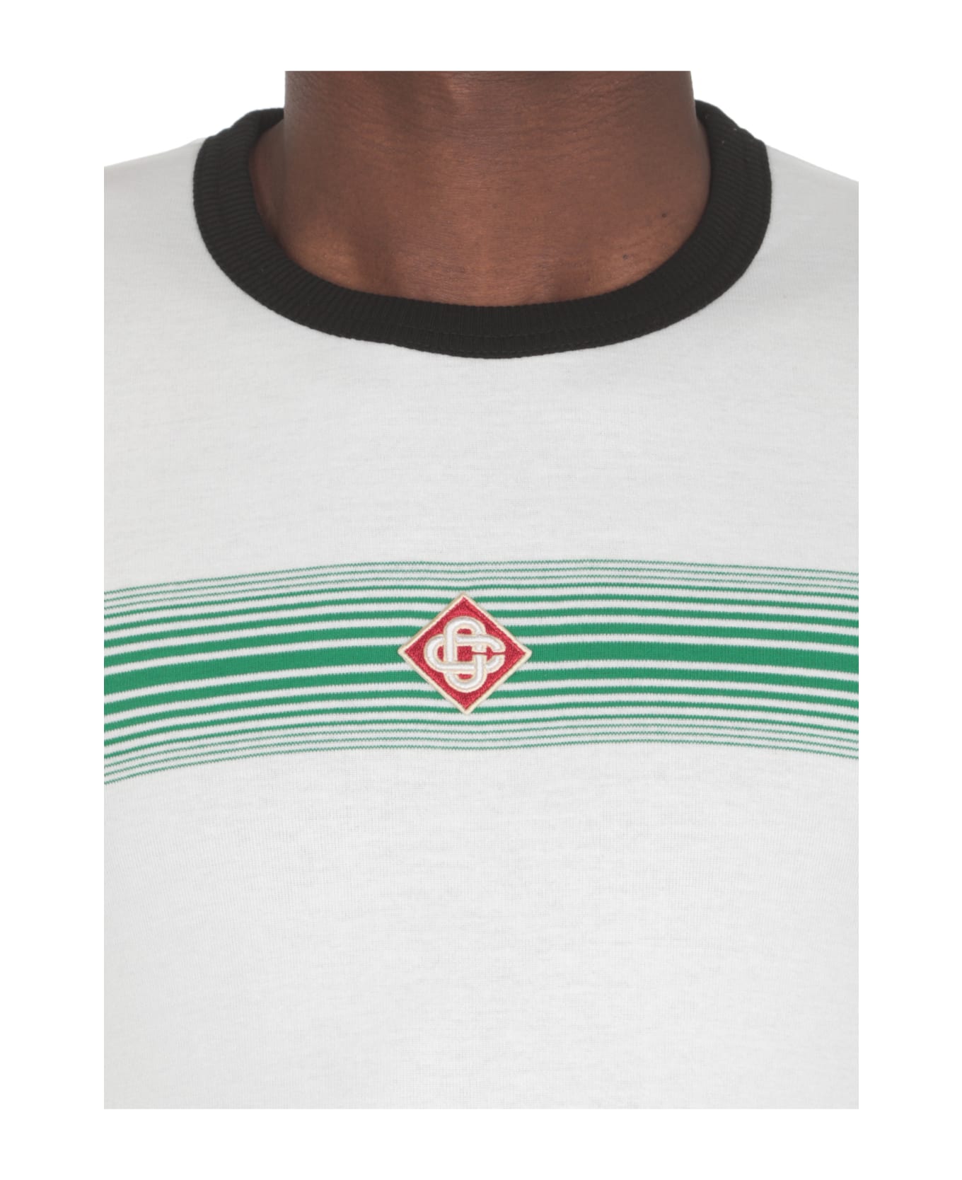 Casablanca Logo Stripe Ringer T-shirt - White