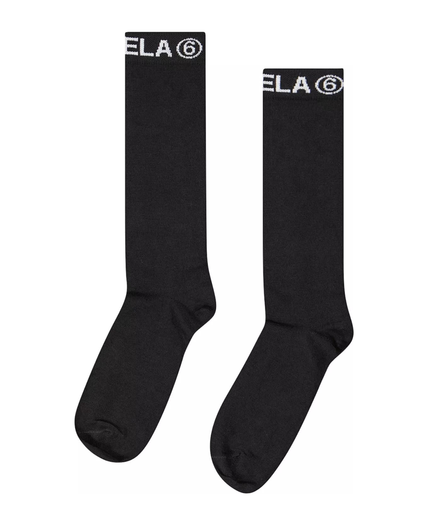 MM6 Maison Margiela Black Socks For Kids With Logo - Black