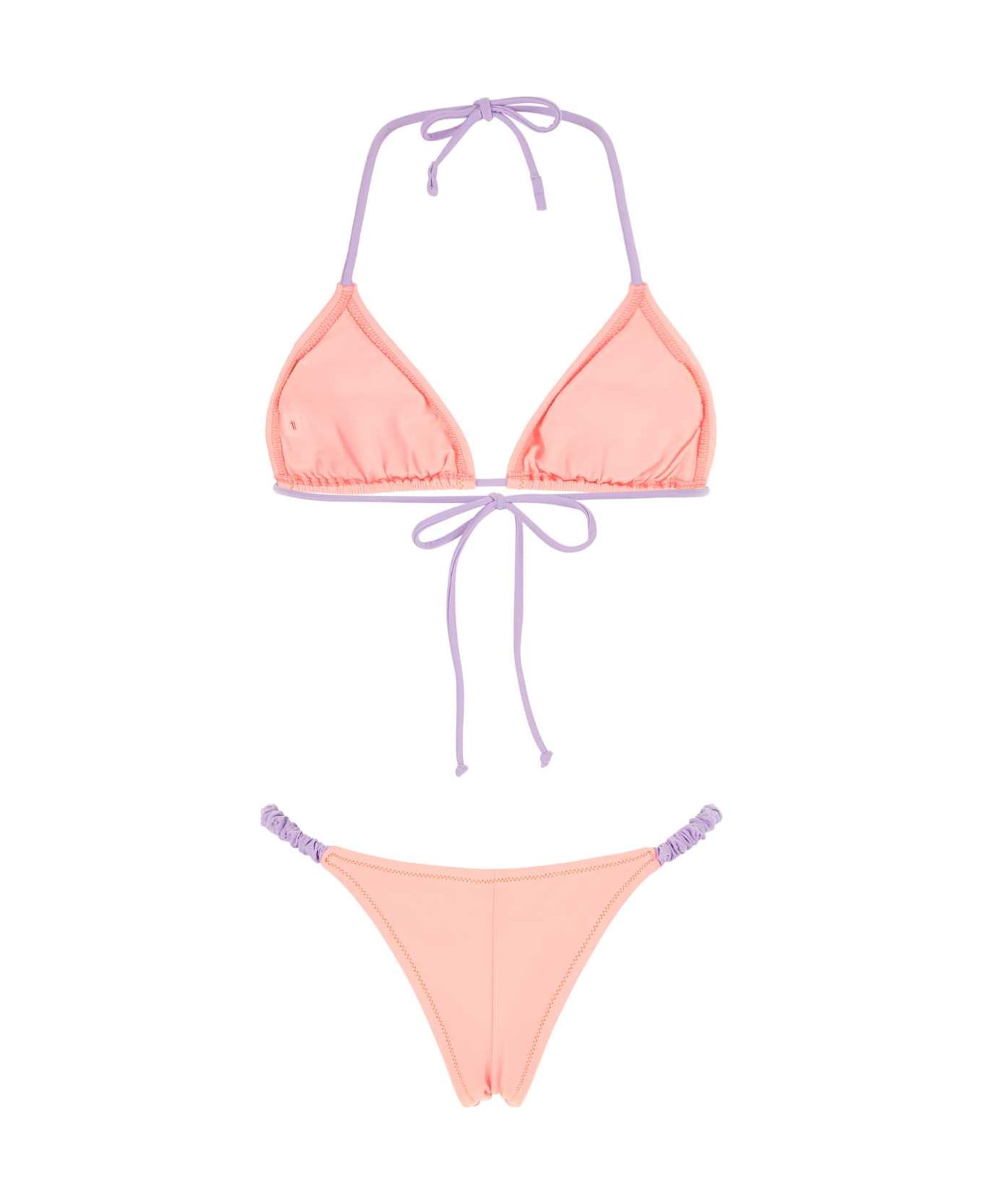 Reina Olga Two-tone Stretch Nylon Bikini - NEONPINKLILAC 水着