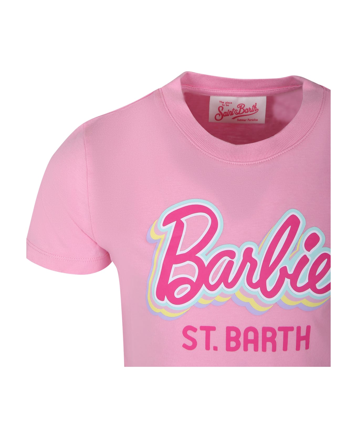 MC2 Saint Barth Pink T-shirt For Girl With Writing - Pink