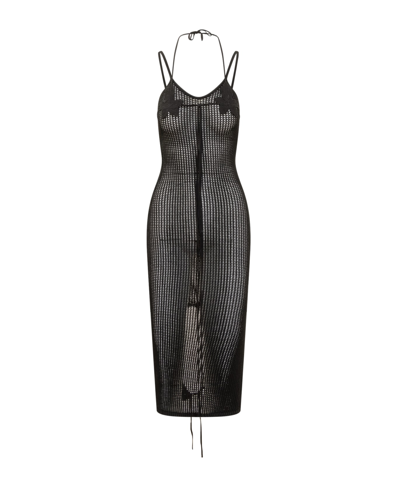 ANDREĀDAMO Fishnet Midi Dress - BLACK