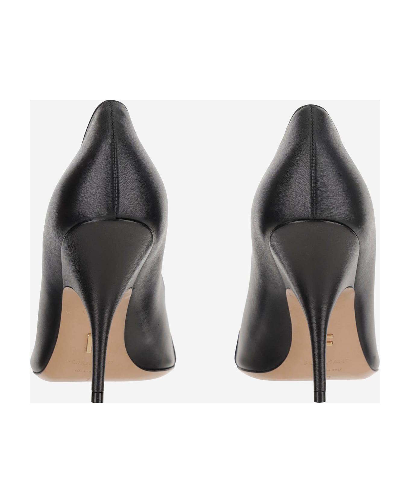 Ferragamo Leather Pumps With Logo - Black