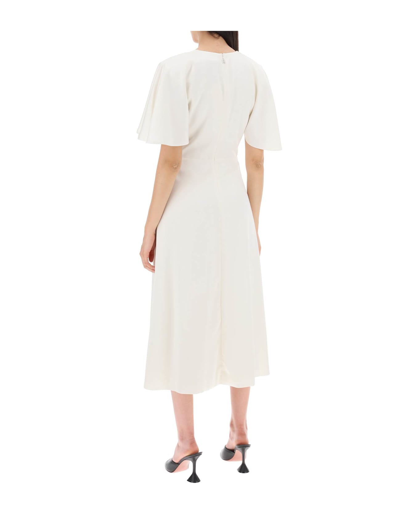 Rotate by Birger Christensen Midi Satin Dress With Butterfly Sleeves - Egret (White)