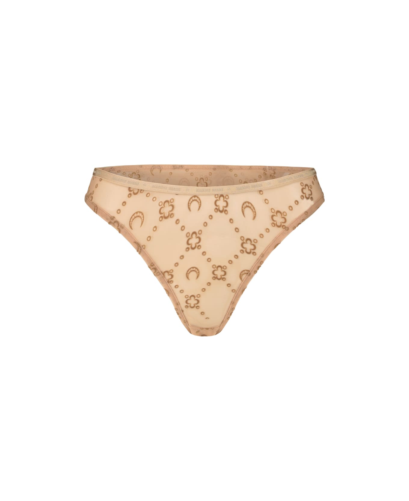 Marine Serre Recycled Mesh Flock Panties - Camel