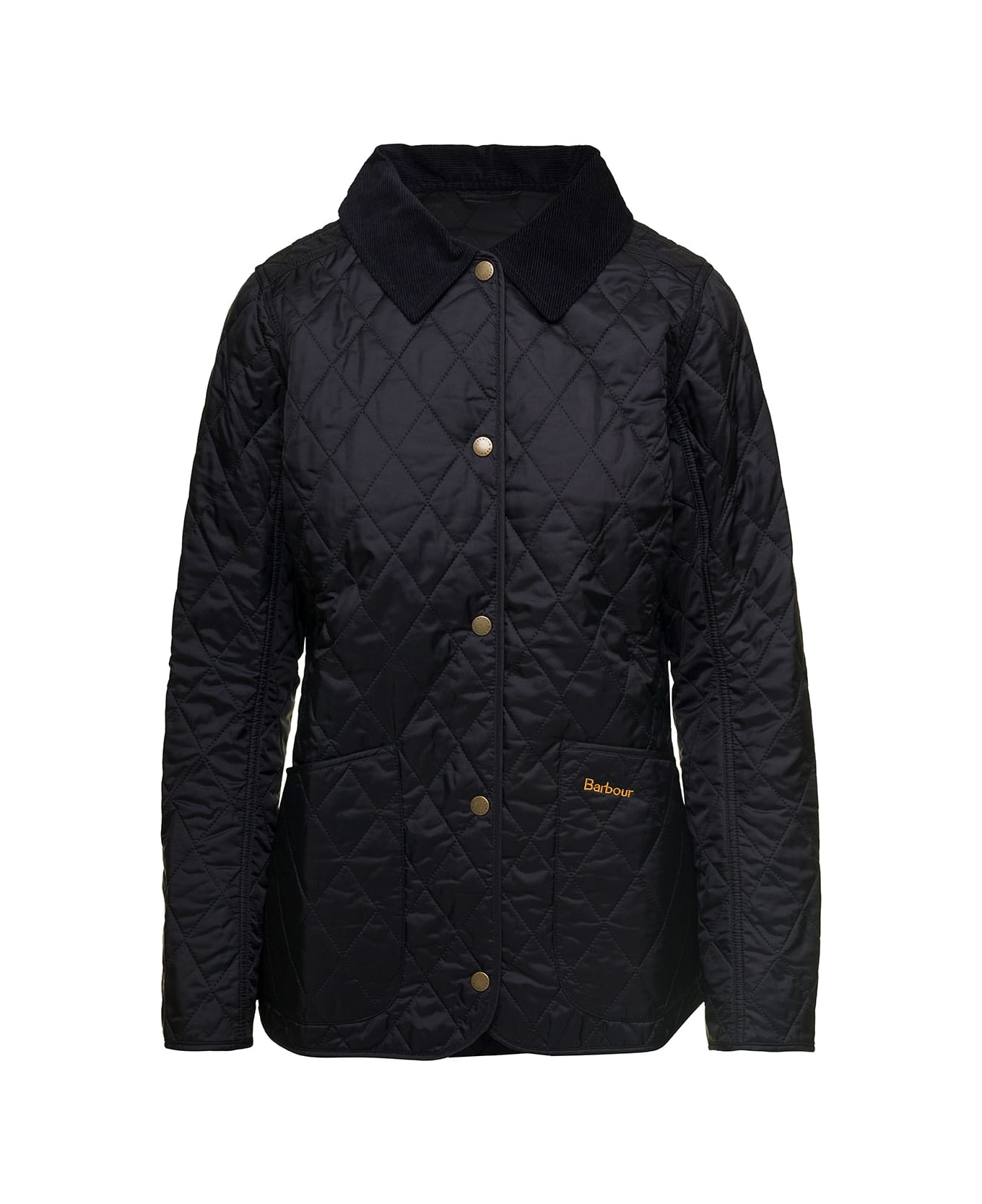 Barbour Black Jacket With Collar And Logo Embroidery At The Front In Quilted Polyamide Woman - Black