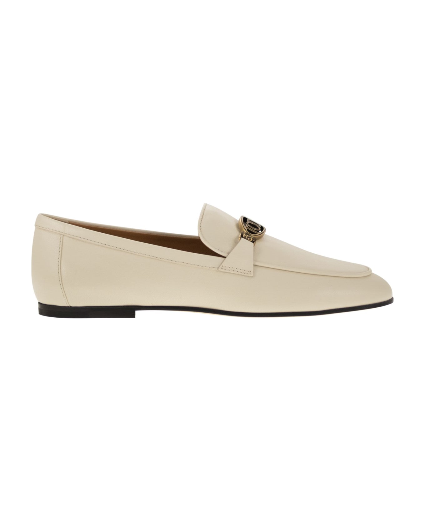 Tod's Leather Loafer With Accessory - Ivory