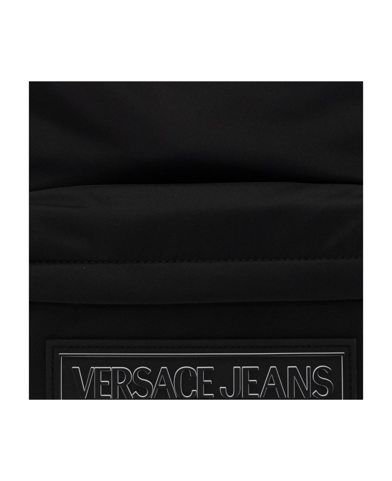 Versace Jeans Couture Logo Patch Zipped Backpack - Nero