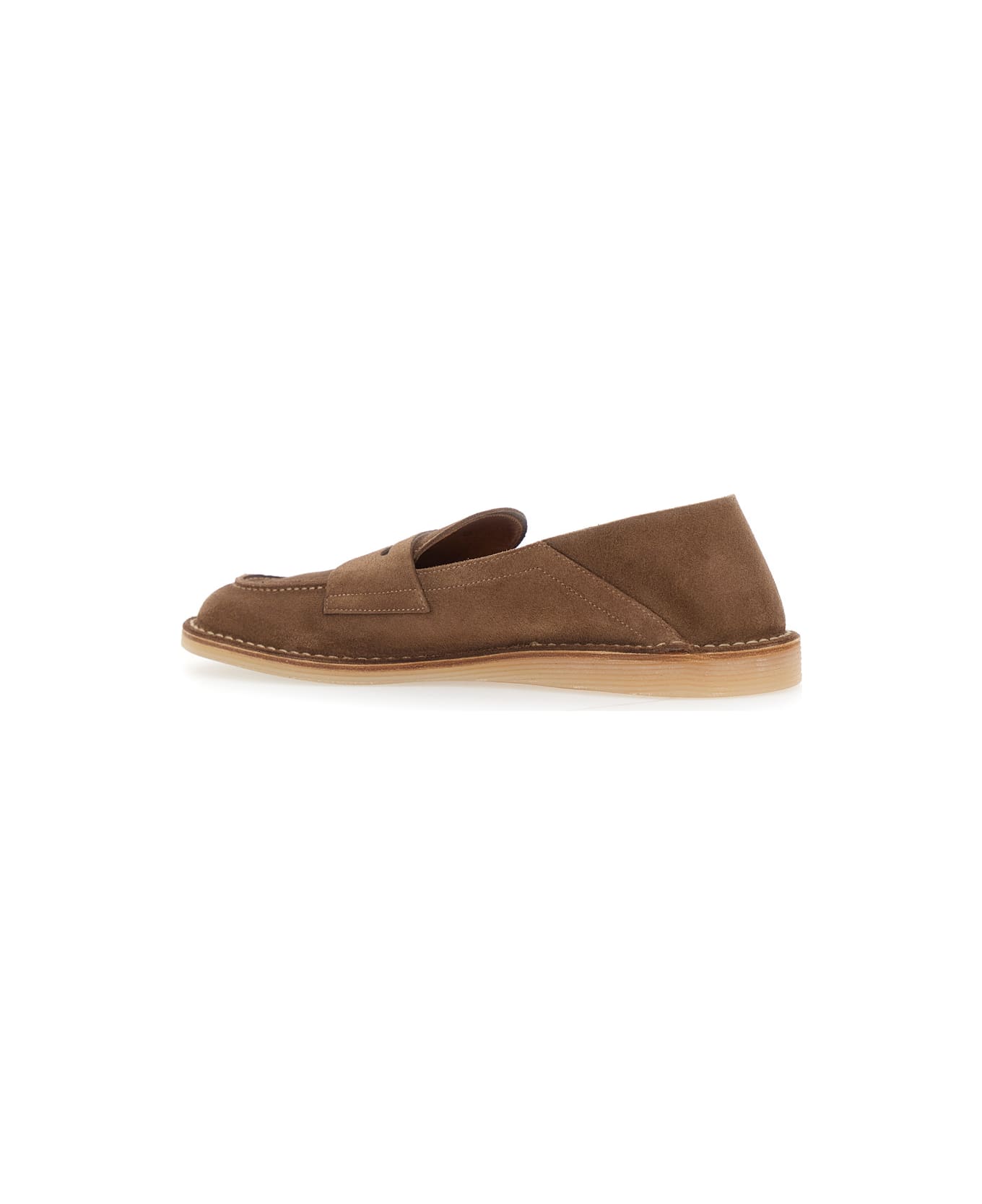 Dolce & Gabbana 'florio' Brown Loafers With Dg Logo Detail On The Side In Suede Man - Brown
