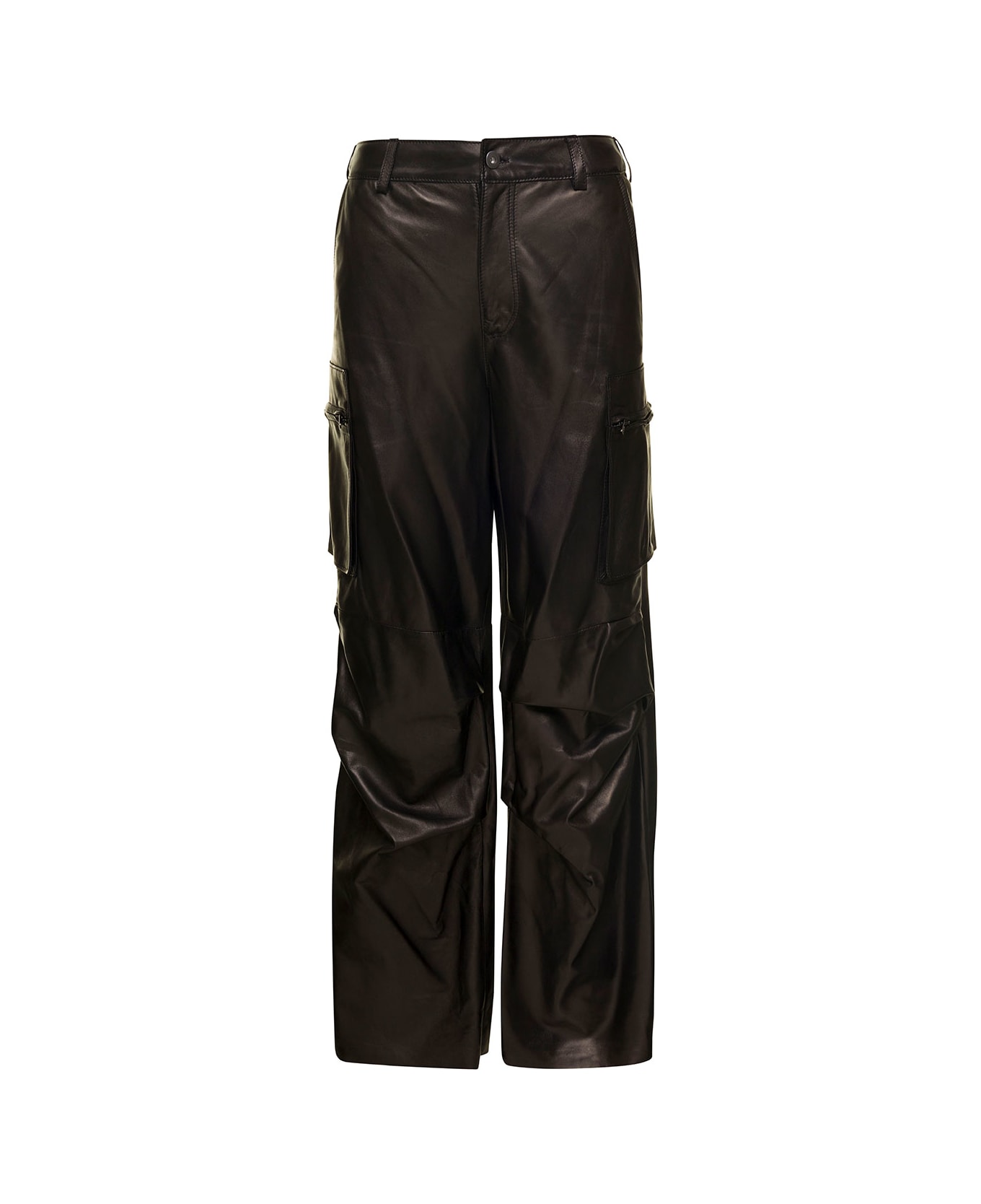 Salvatore Santoro Nappa Leather Cargo Pants - Black