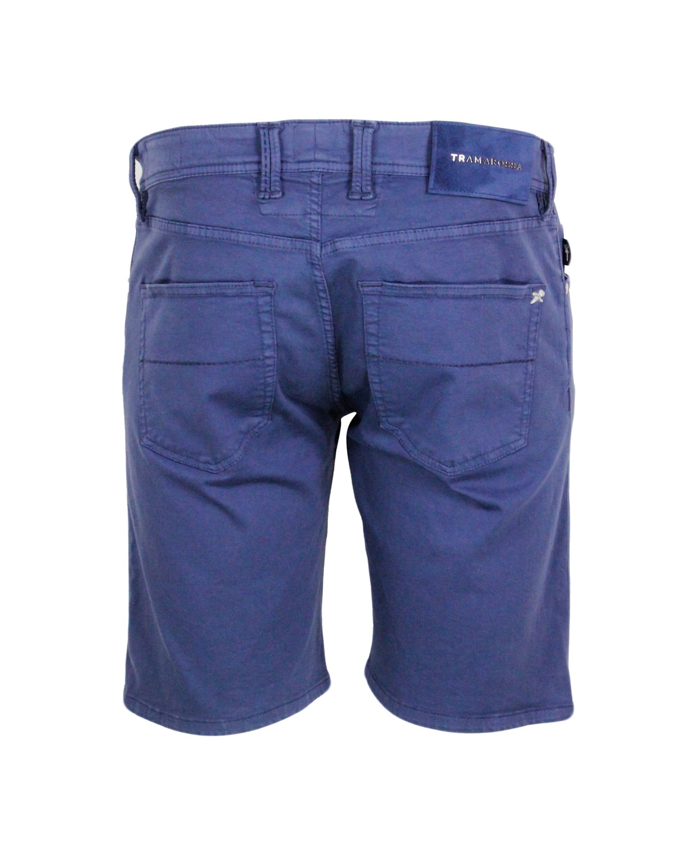 Sartoria Tramarossa Ascanio Slim Bermuda Shorts In Super Stretch Cotton Gabardine With 5 Pockets And Tailored Stitching - Blu light