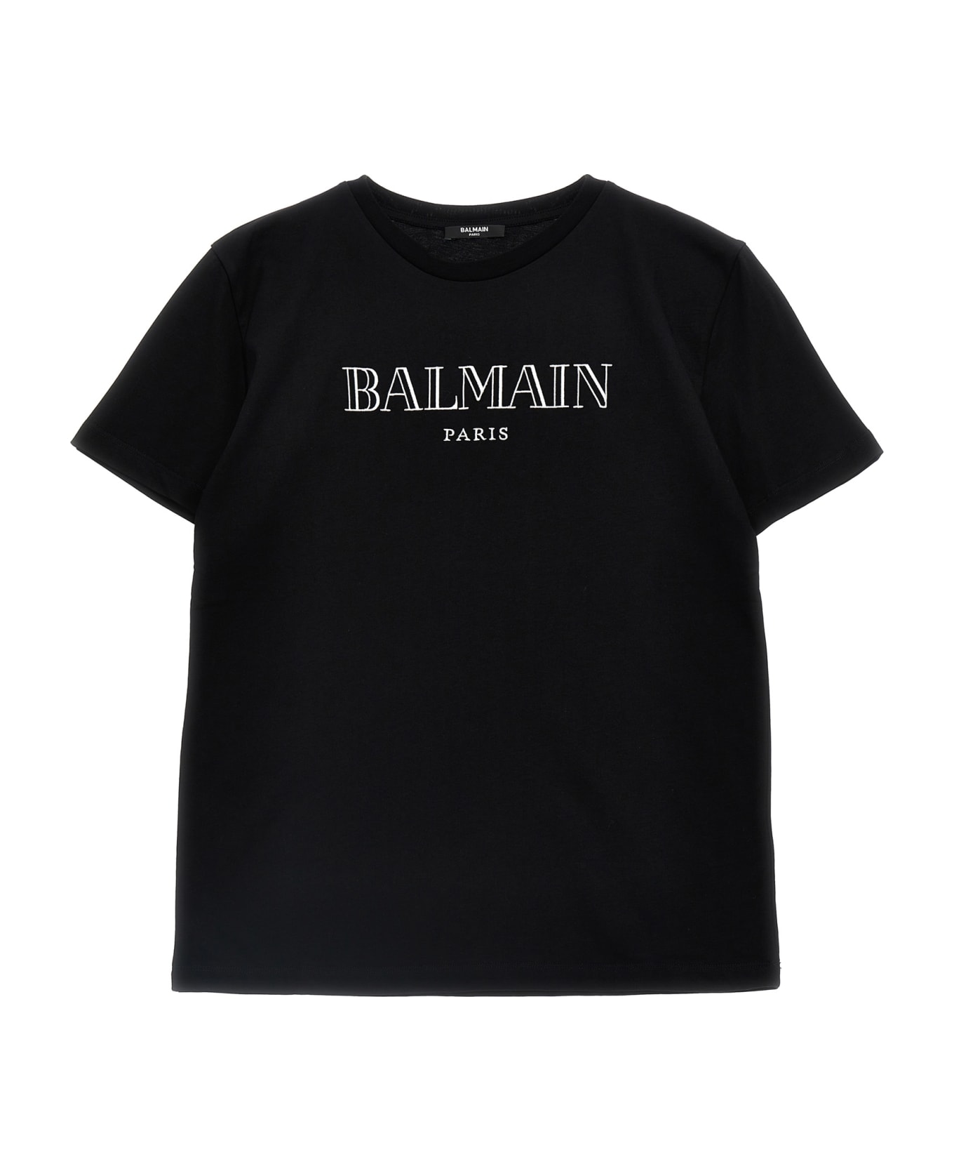 Balmain Logo Embroidery T-shirt - Black