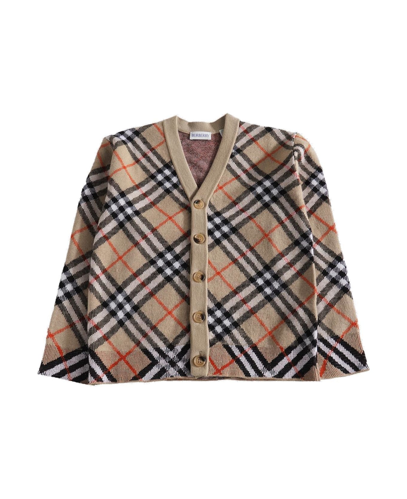 Burberry Check Cardigan - Marrone