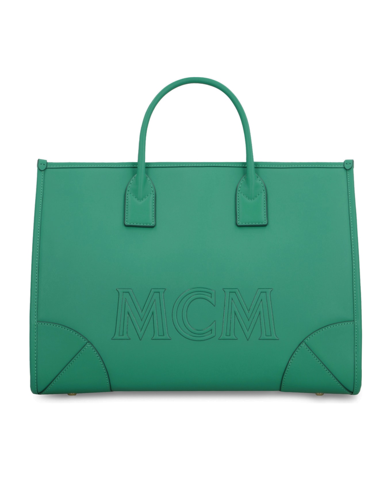 MCM München Leather Tote - green トートバッグ