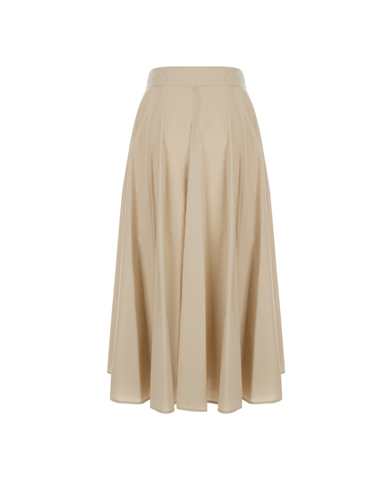 Liu-Jo Beige Long Pleated Skirt In Cotton Woman - Beige