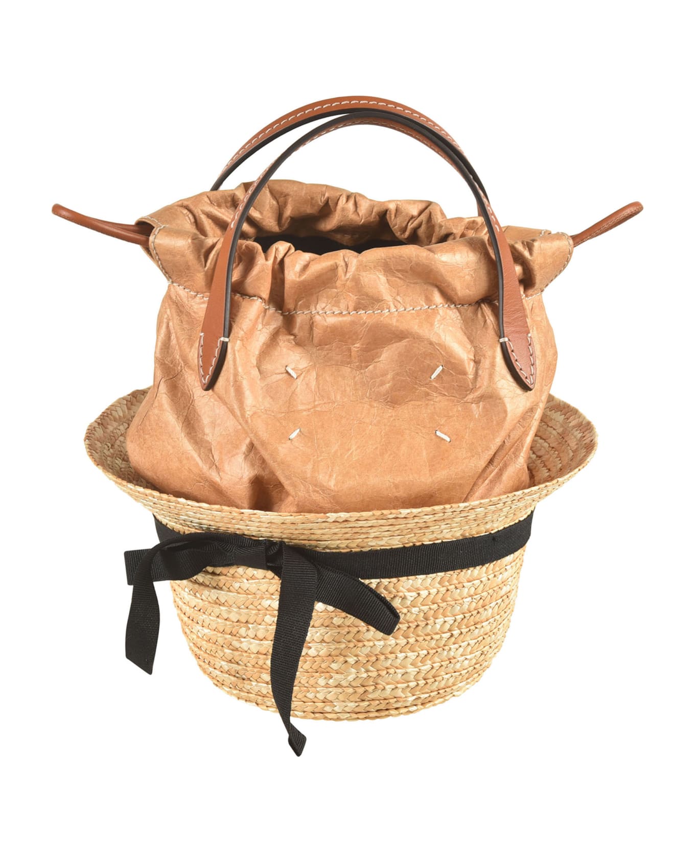 Maison Margiela Weaved Hat Detail Drawstringed Bucket Bag - Ha310