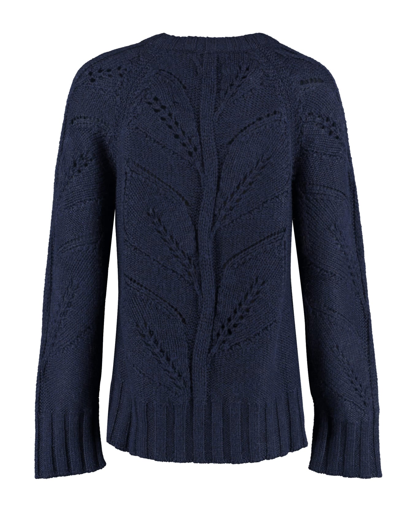 Parosh Leaf Wool-blend Crew-neck Sweater - blue