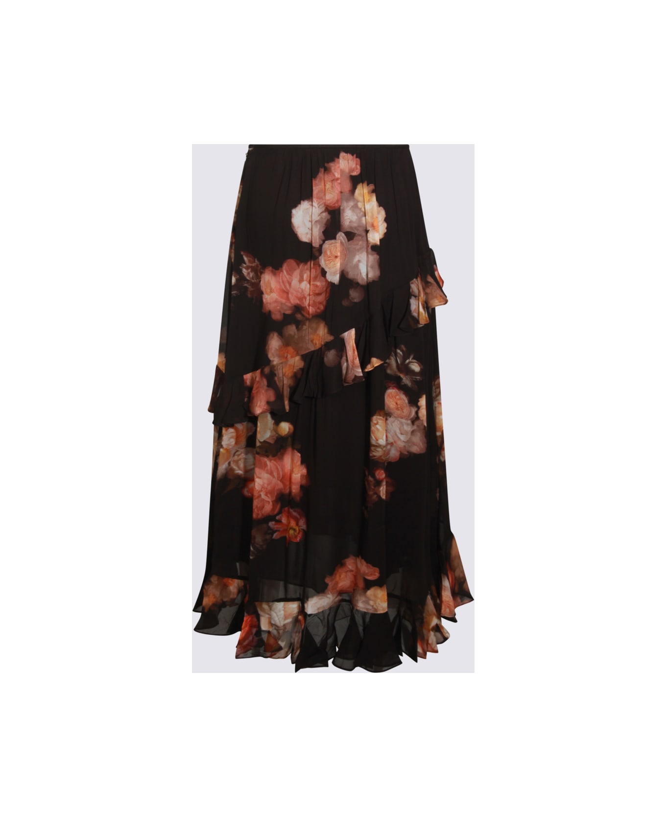 Zimmermann Black Viscose Midi Skirt - RUSSET FLORAL