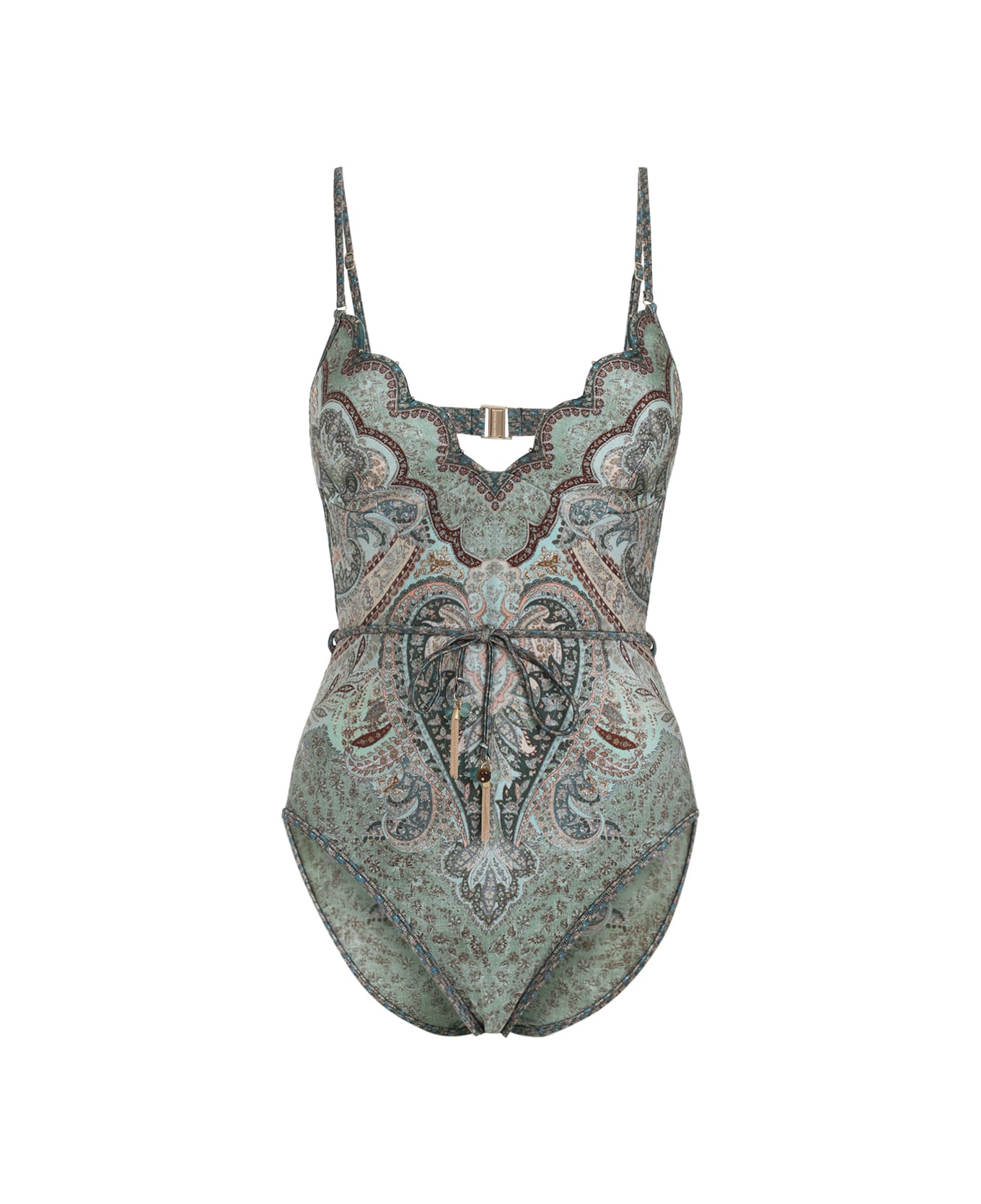 Zimmermann Wanderlust Scallop One-piece - Tapestry Teal Multi