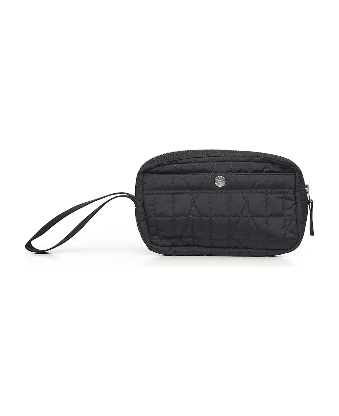 Stone Island Metallic Nylon Clutch With Logo - Black