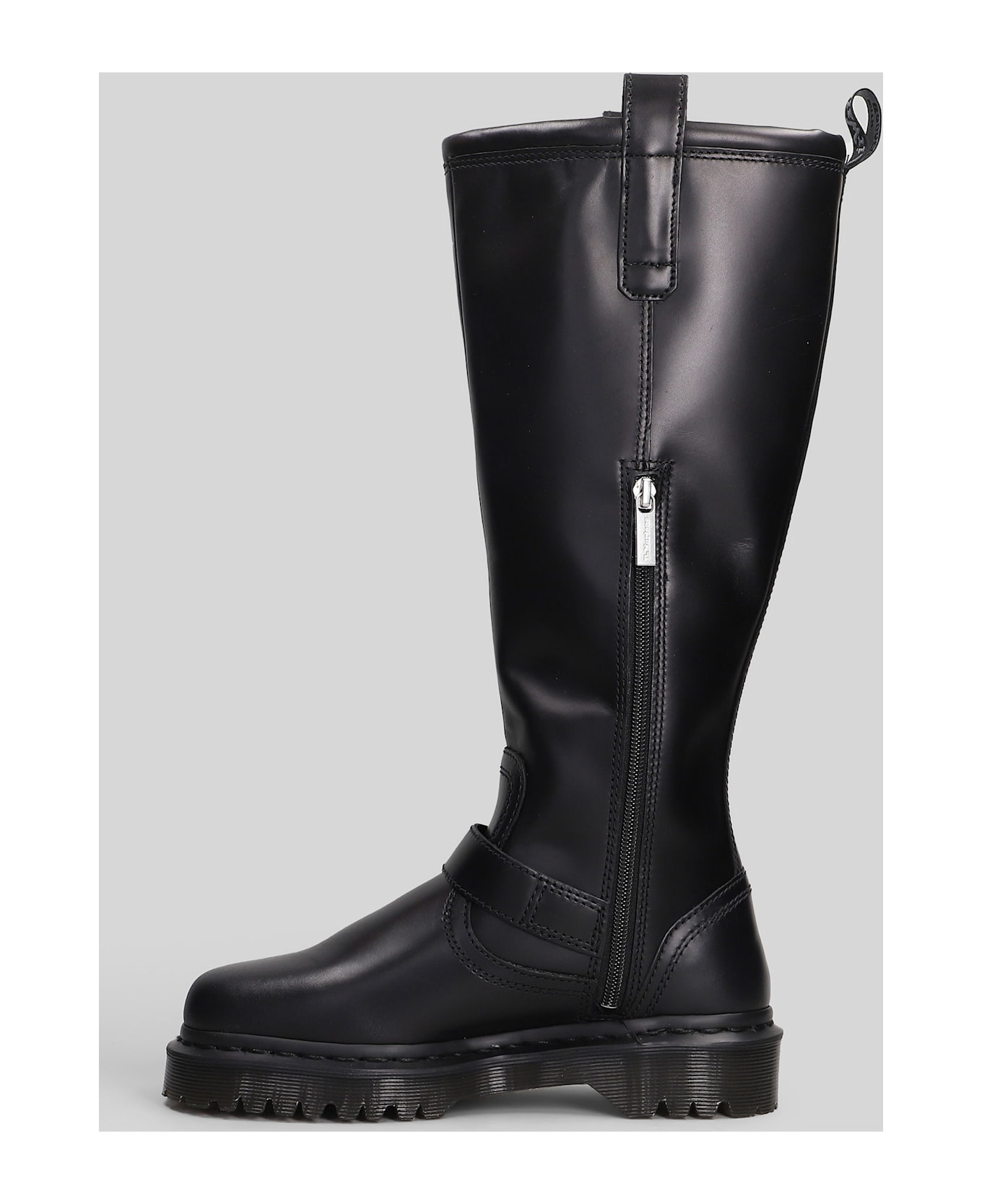 Dr. Martens Anistone Low Heels Boots In Black Leather - black