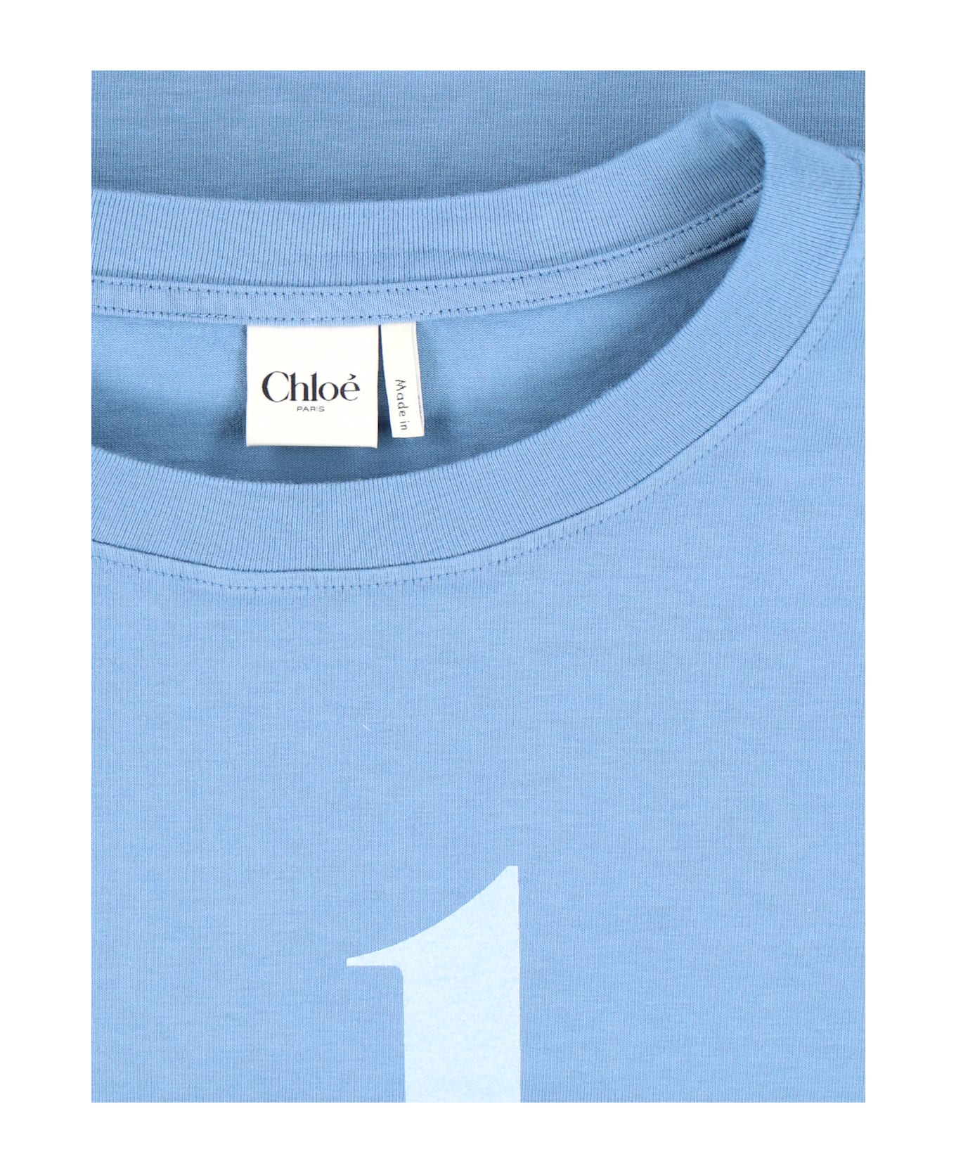 Chloé Logo Crop T-shirt - Light Blue