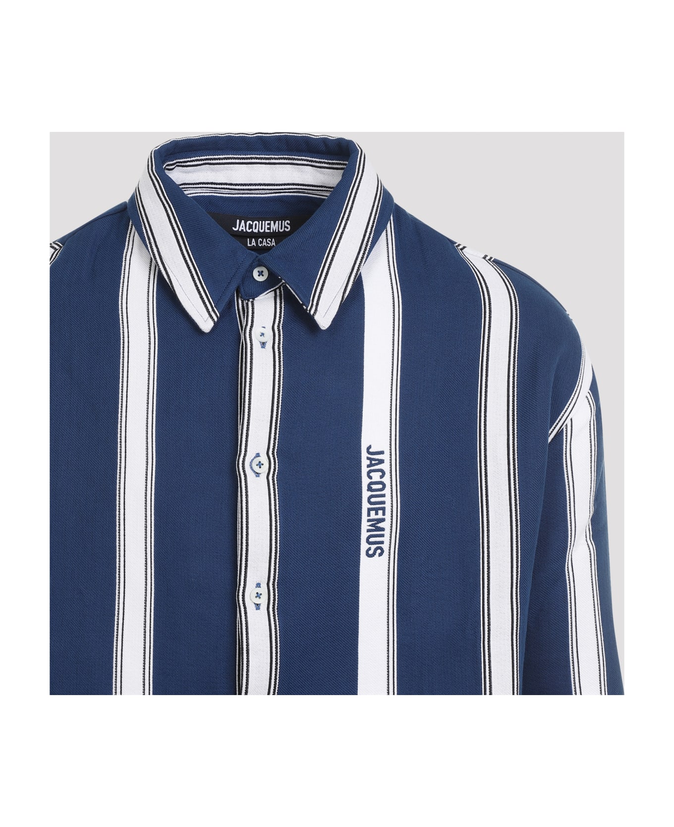 Jacquemus La Chemise Papier Shirt - Gx Jacquard Logo Stripes Whi