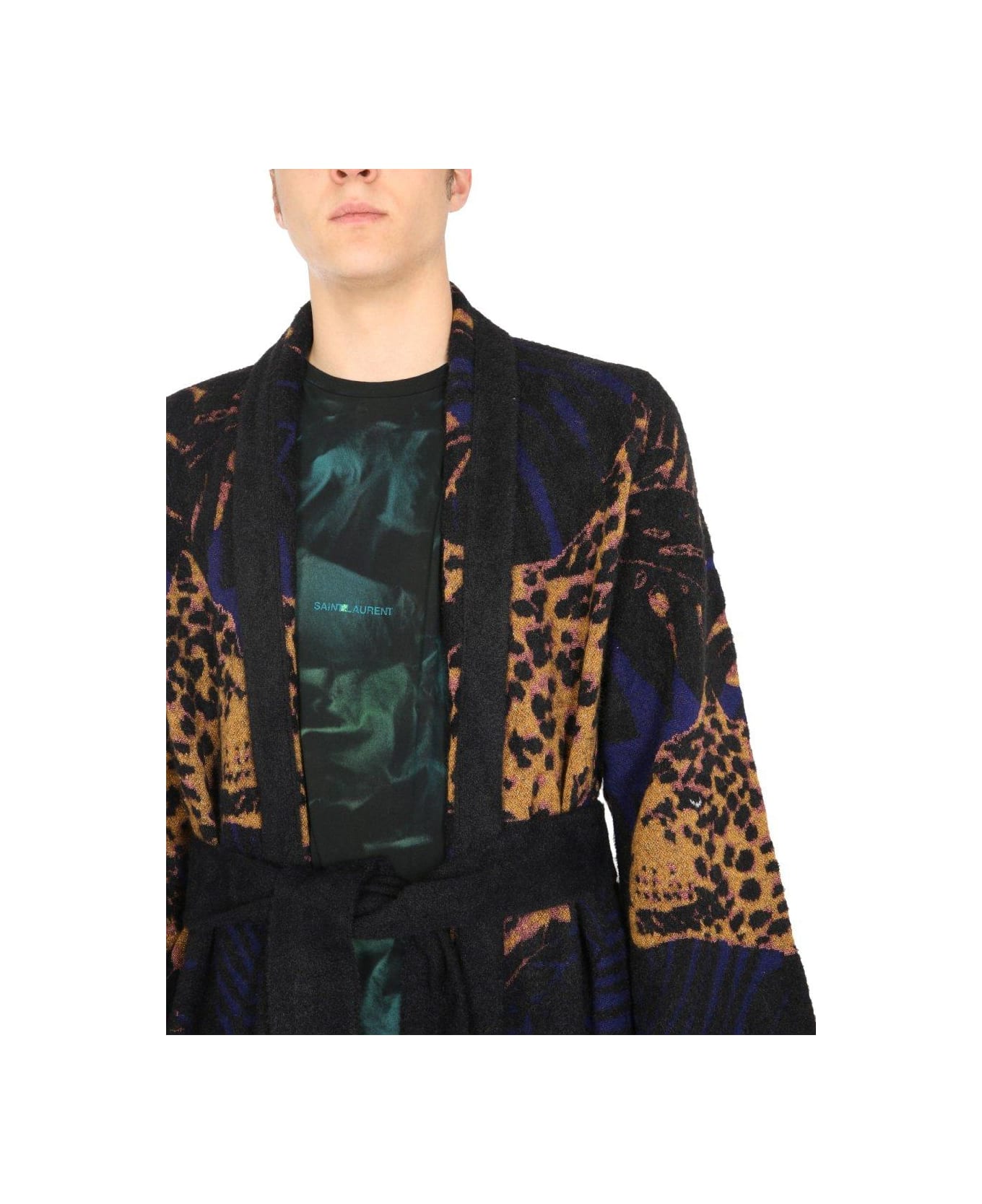Saint Laurent Leopard Intarsia Robe - MULTICOLOUR