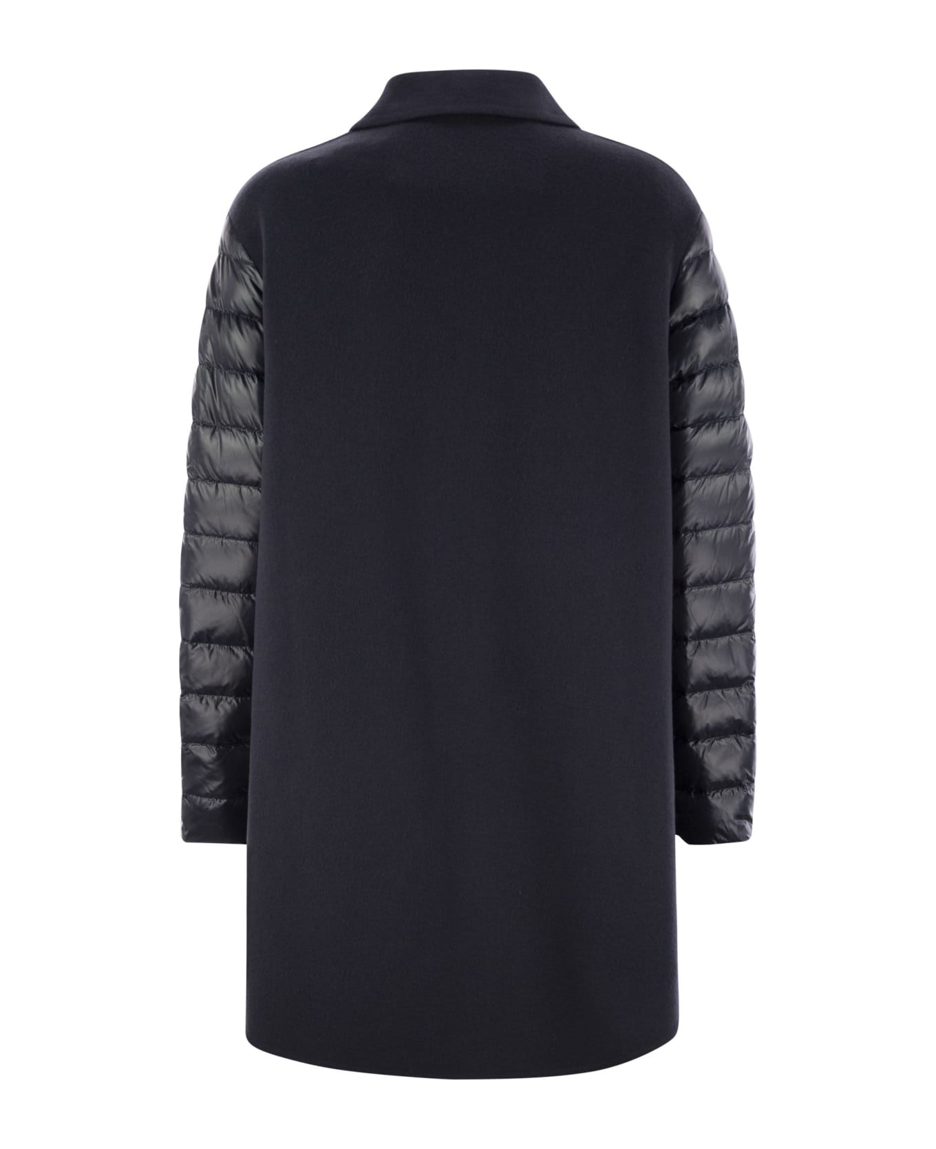 Herno Coat With Down Sleeves - Night Blue