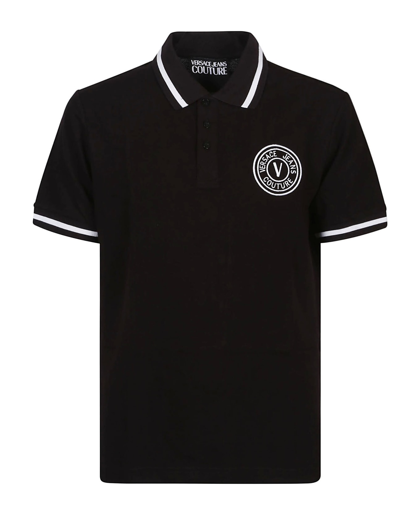 Versace Jeans Couture Short Sleeve Polo Shirt - Black ポロシャツ