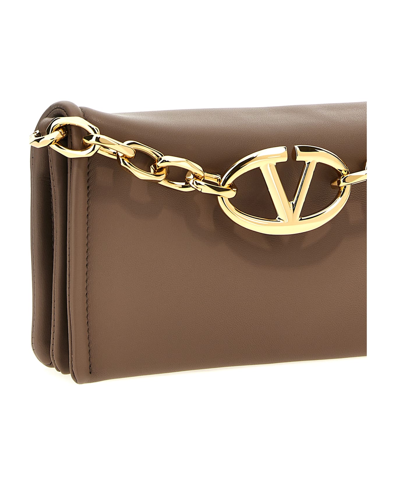 Valentino Garavani 'vlogo Chain' Clutch Bag - Brown