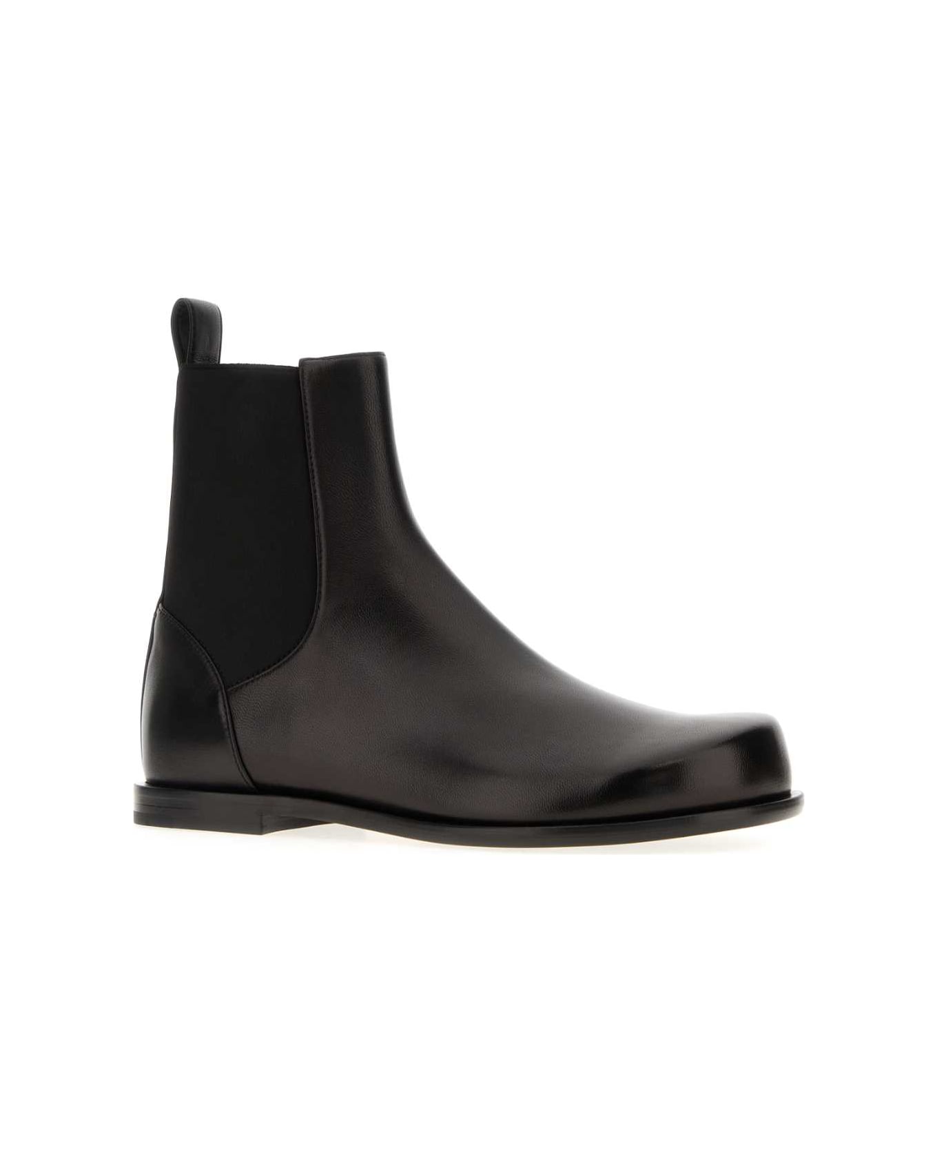 Fendi Black Nappa Leather Squared Ff Ankle Boots - BLACK