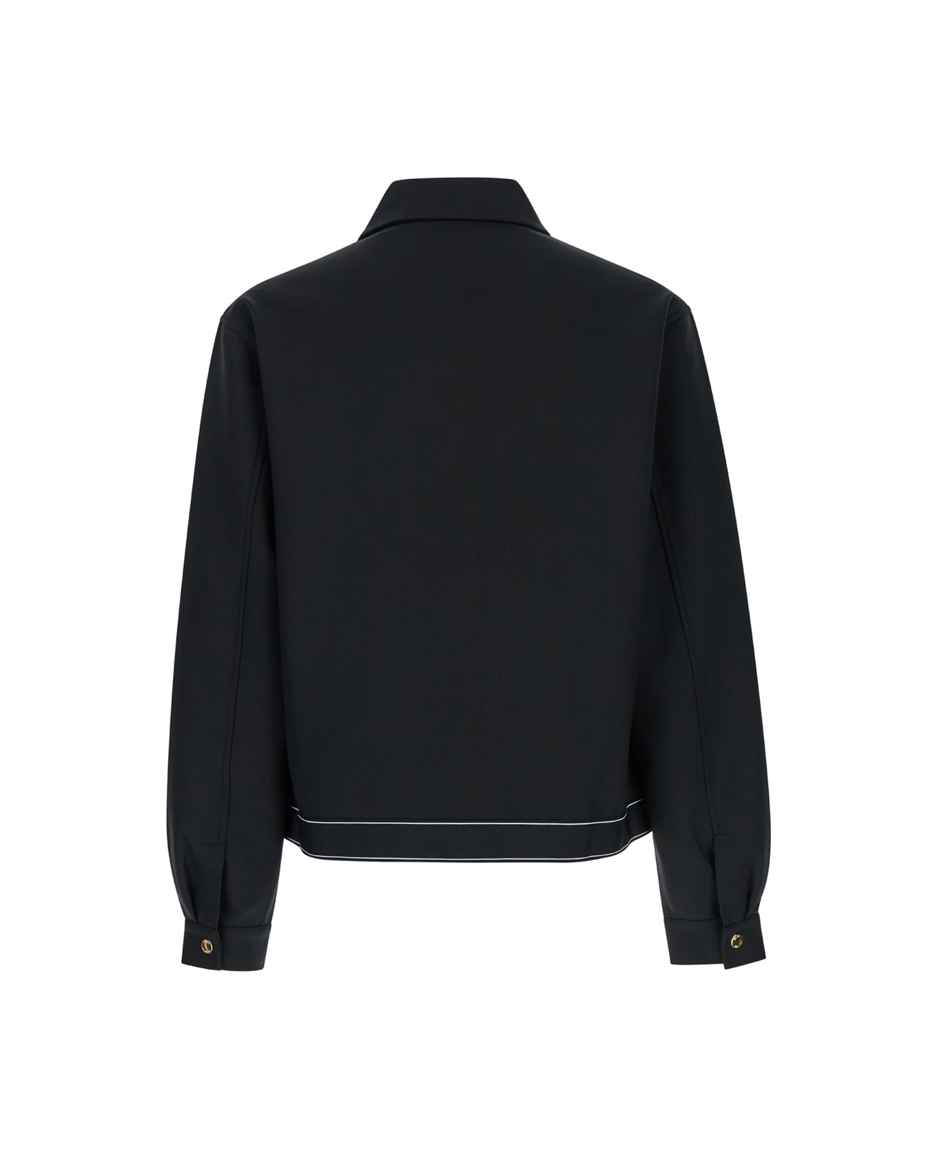 Casablanca Black Jacket With Pointed Collar In Wool Man - Black