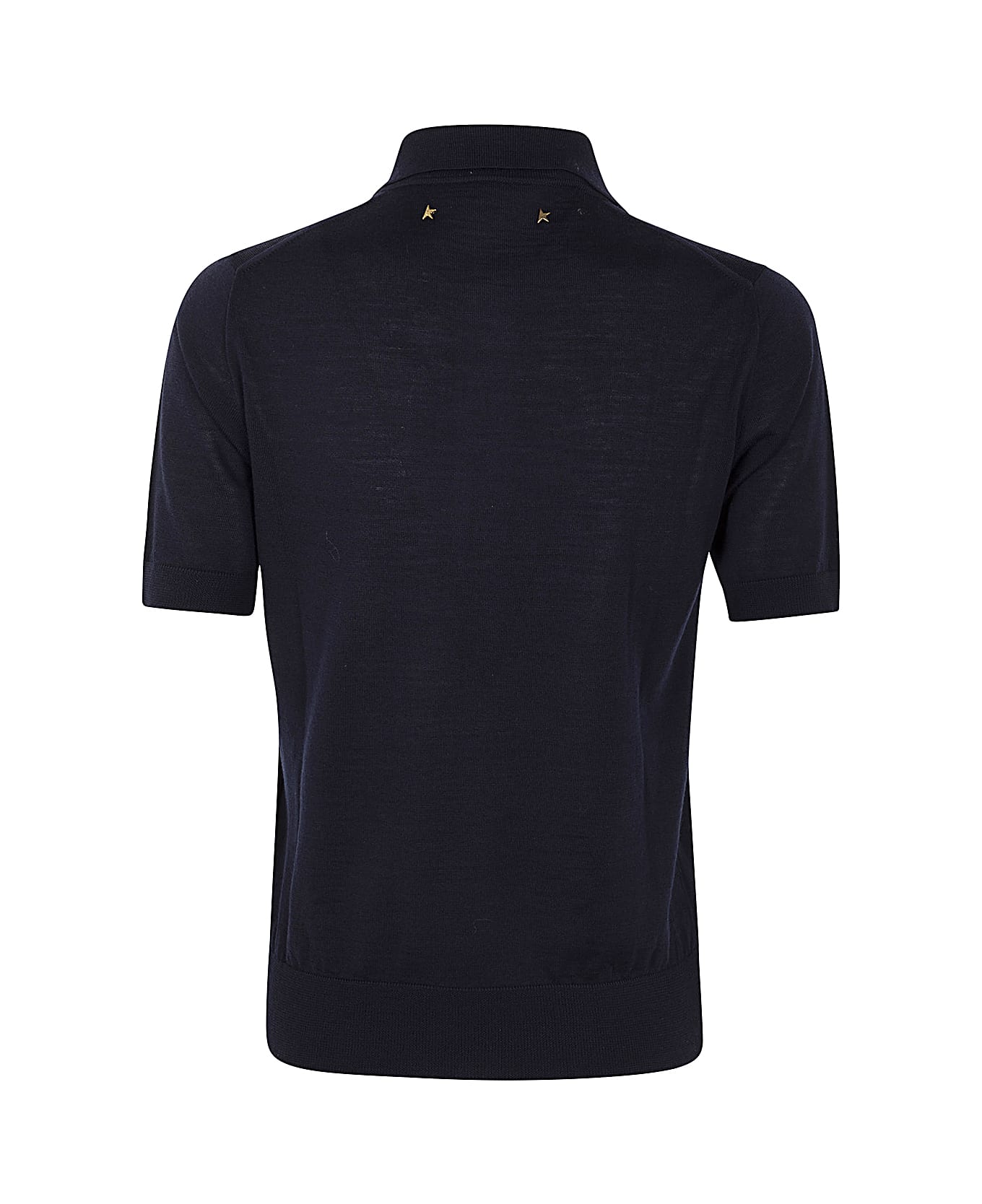 Golden Goose Polo Knit Short Sleeves In Merino Wool - Navy