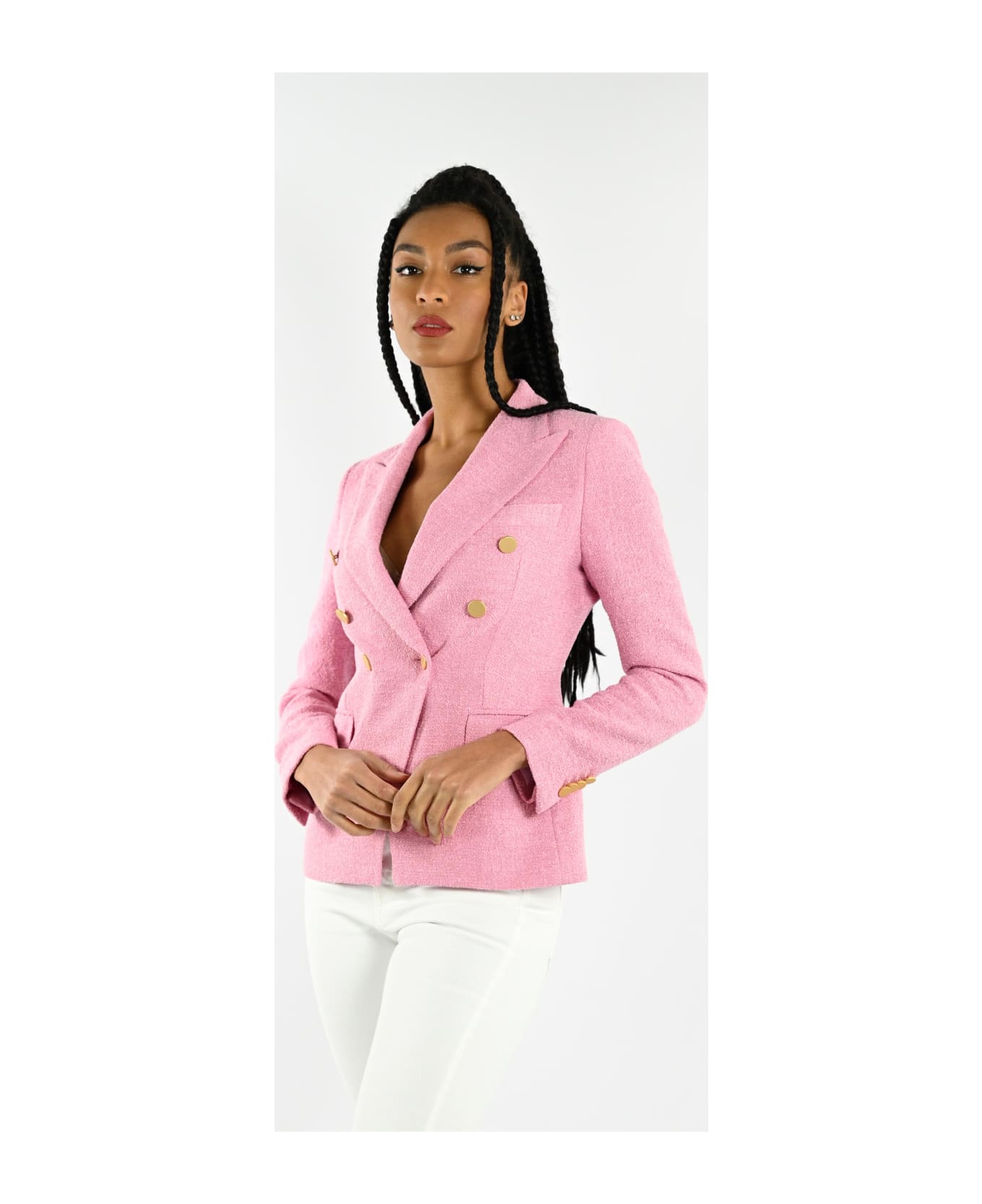Tagliatore Alicya Tweed Double Breasted Jacket - Rosa
