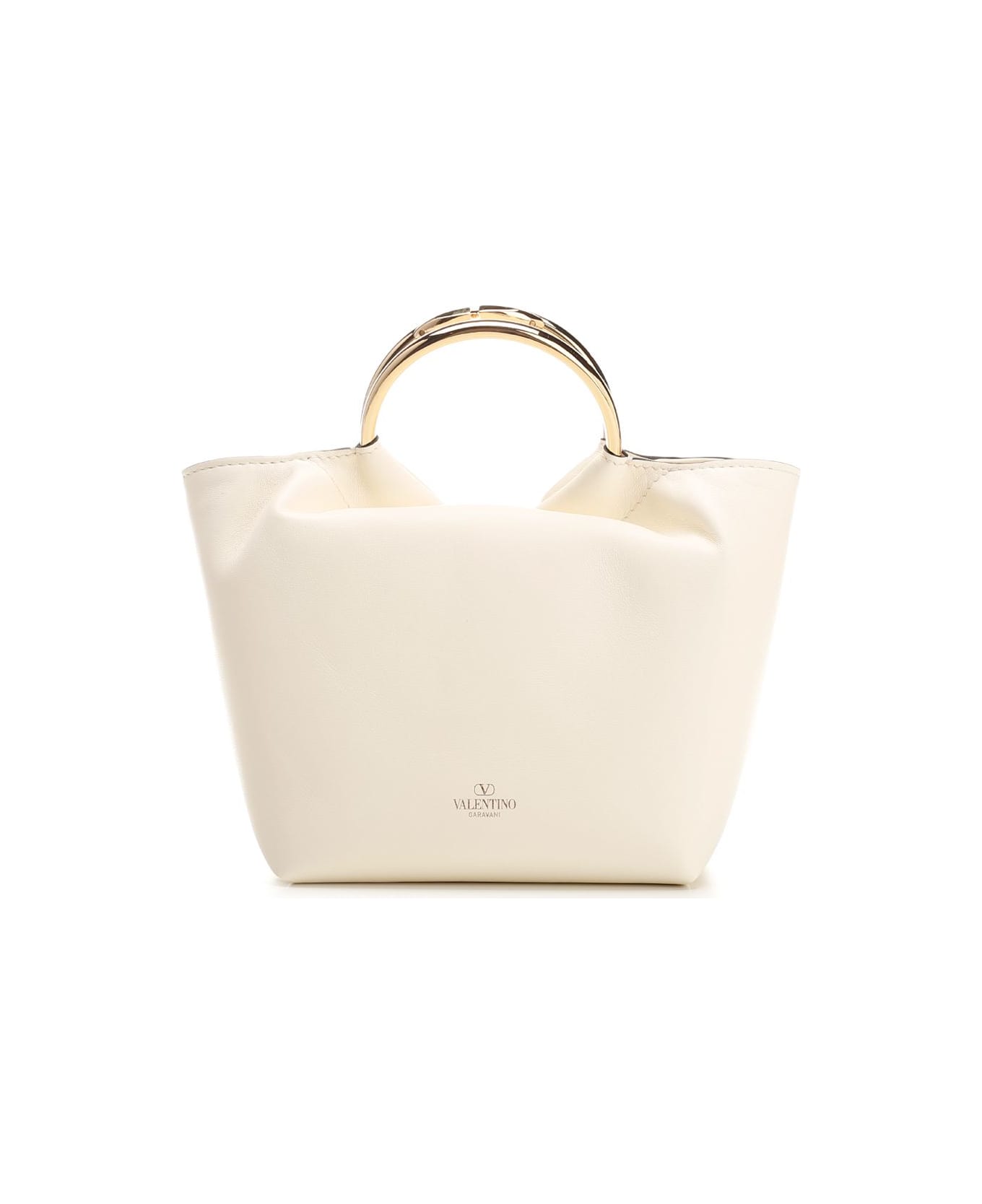 【関税&送料込】Valentino Garavani Ivory Leather Bucket Bag VLogo Signature Small leather bucket bag in white