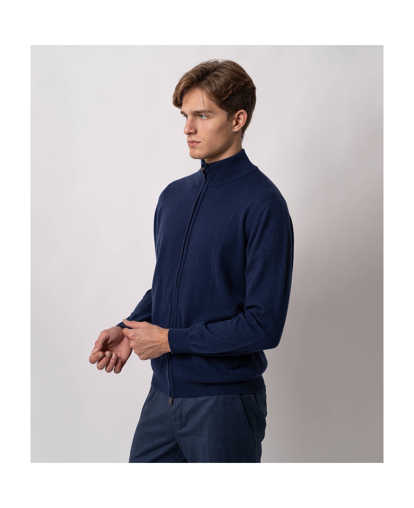Larusmiani Cardigan Full Zip Warth Jacket - Navy