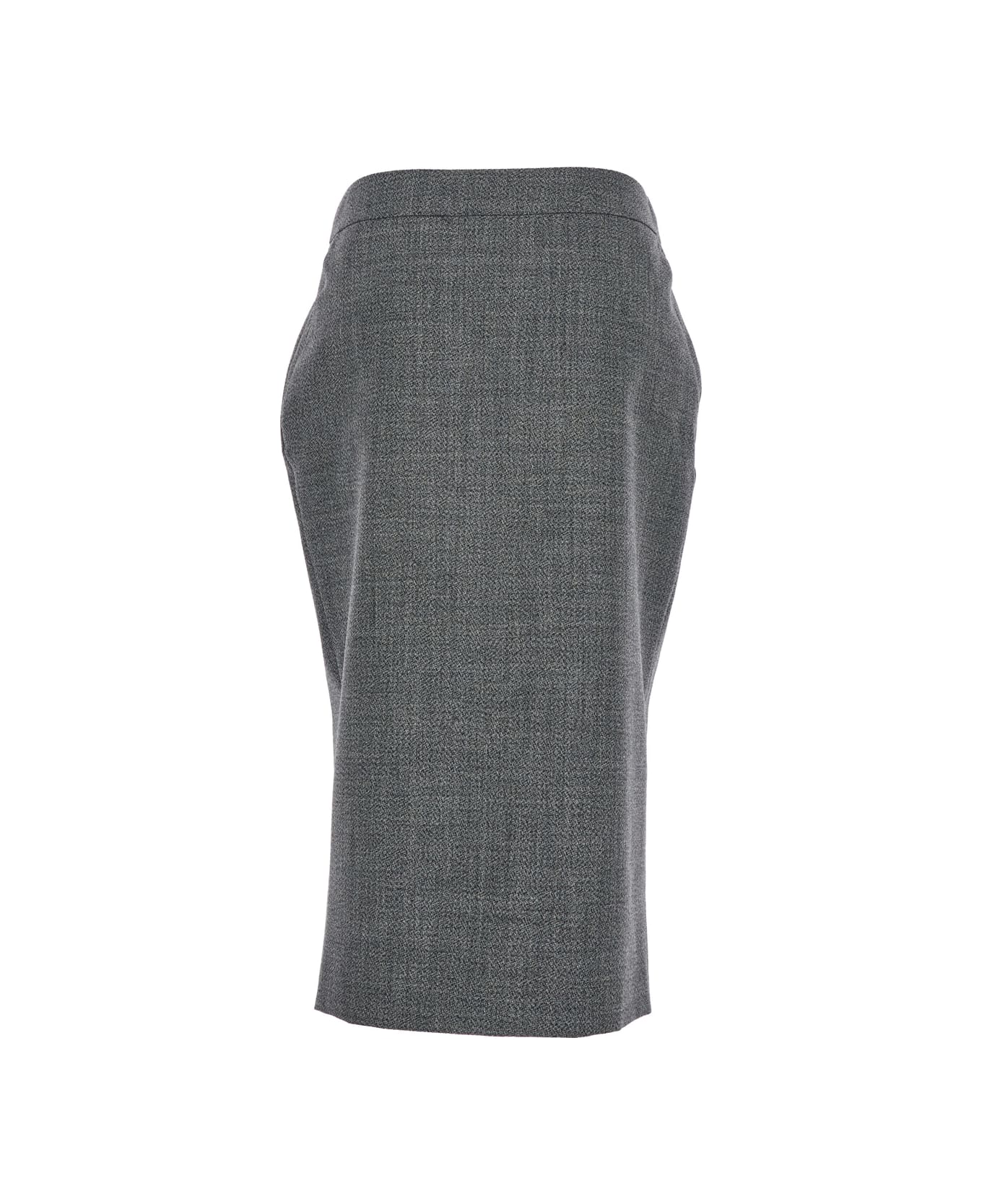 Alexander McQueen Grey Skirt With Button Closure In Wool Woman - Grey
