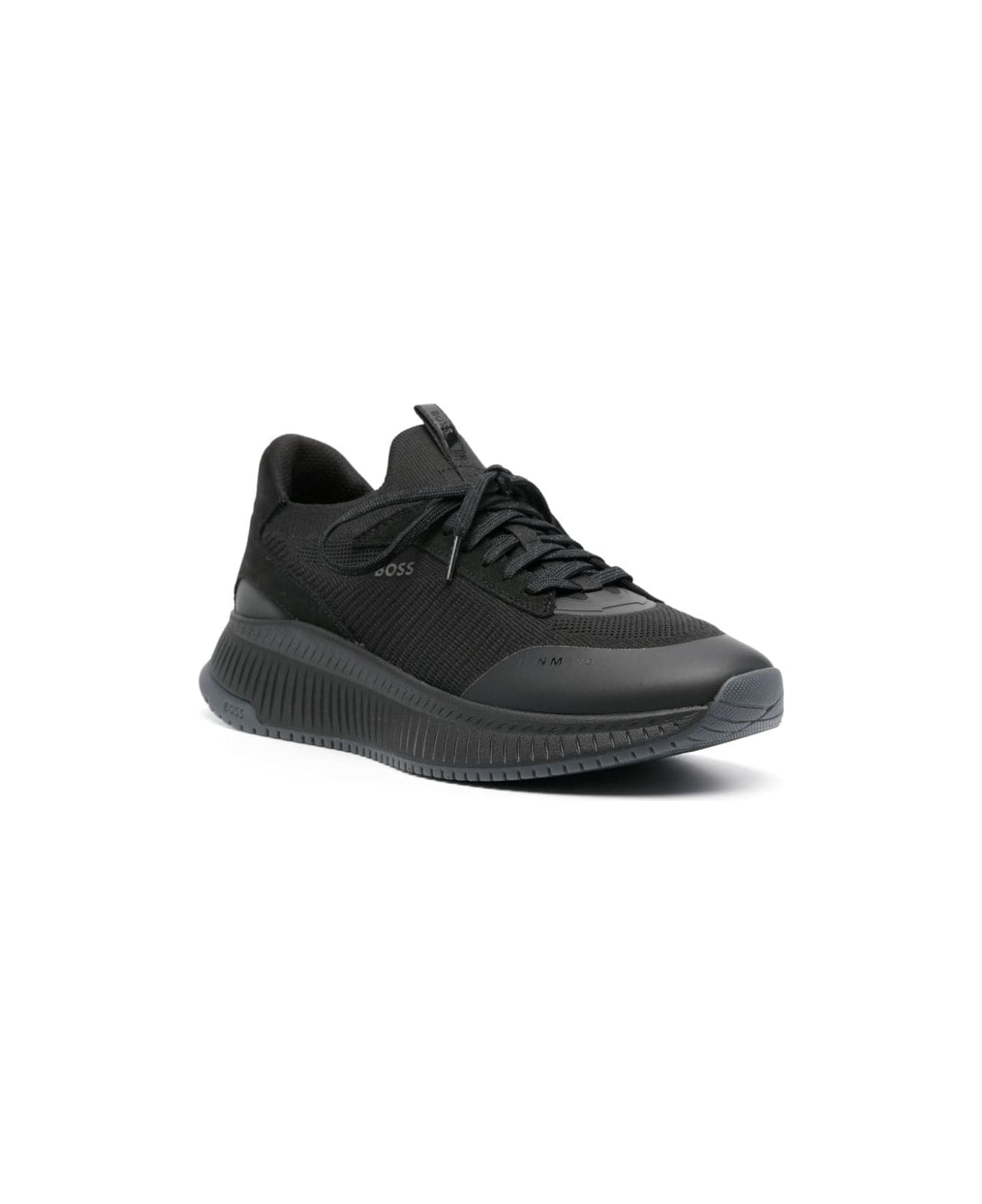 Hugo Boss Black Sock Sneakers With Knitted Upper And Herringbone Sole - Black
