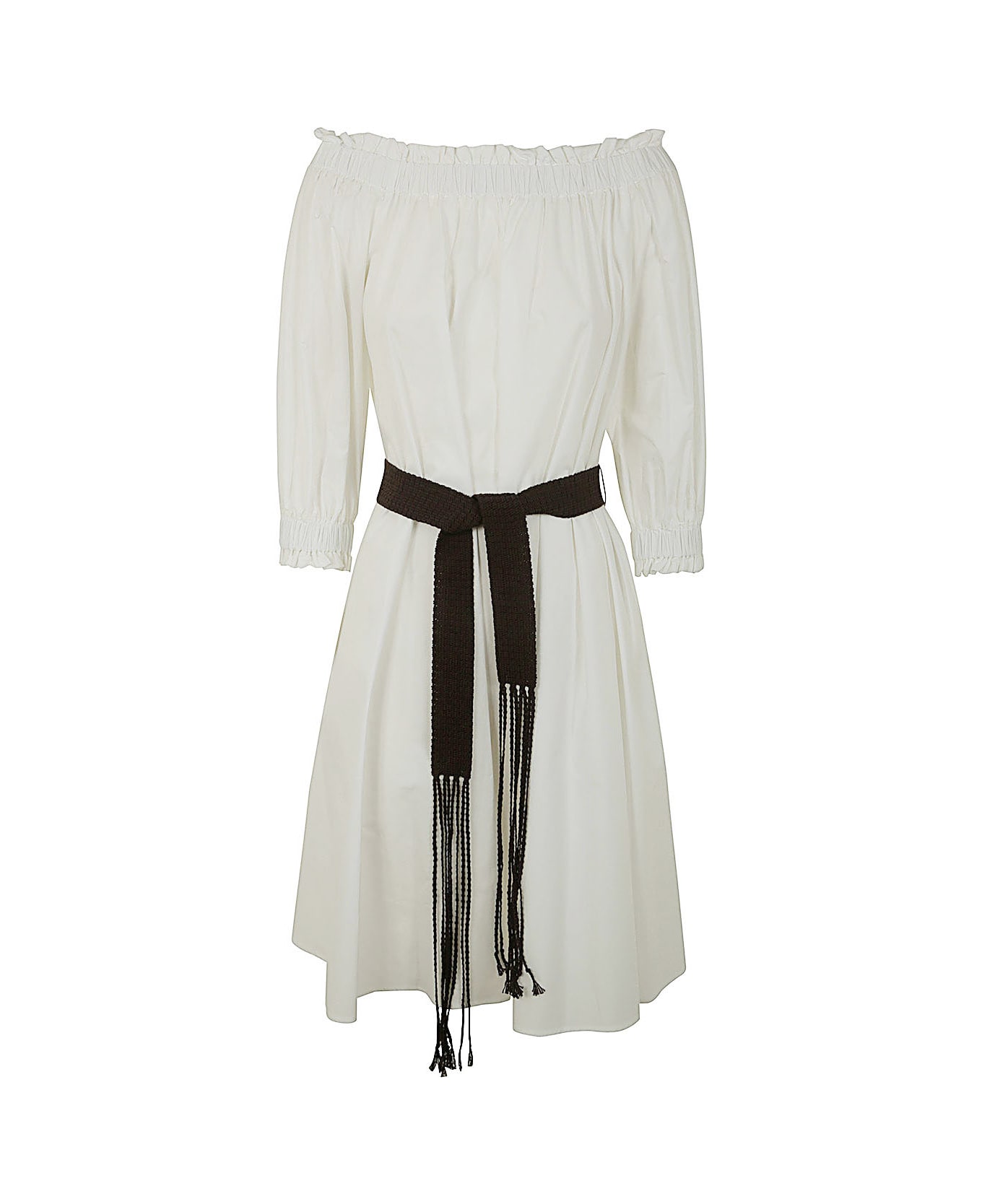 Parosh Off The Shoulder Mini Dress - White ワンピース＆ドレス