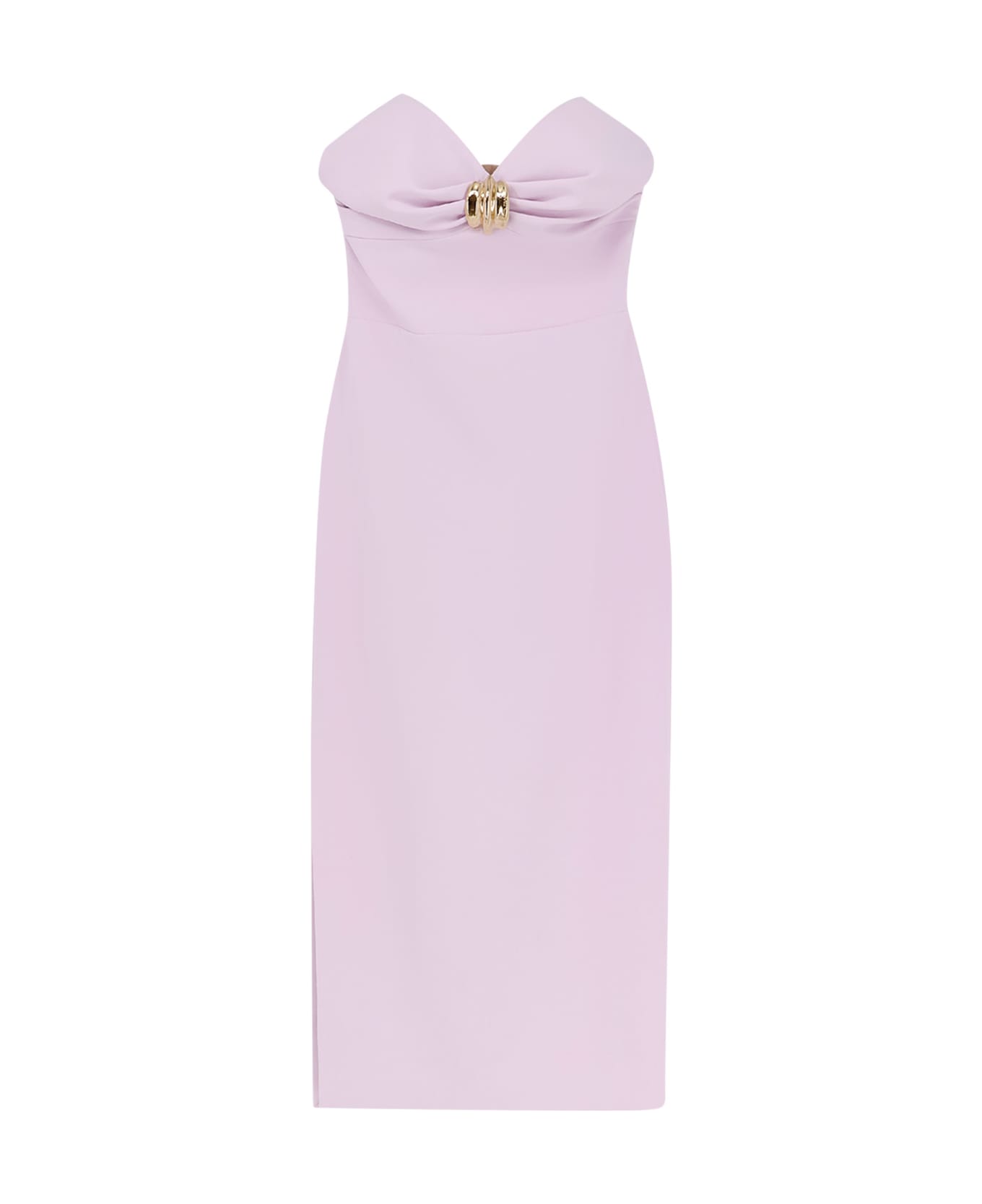Elisabetta Franchi Midi Dress With Gold Metal Detail - Pink