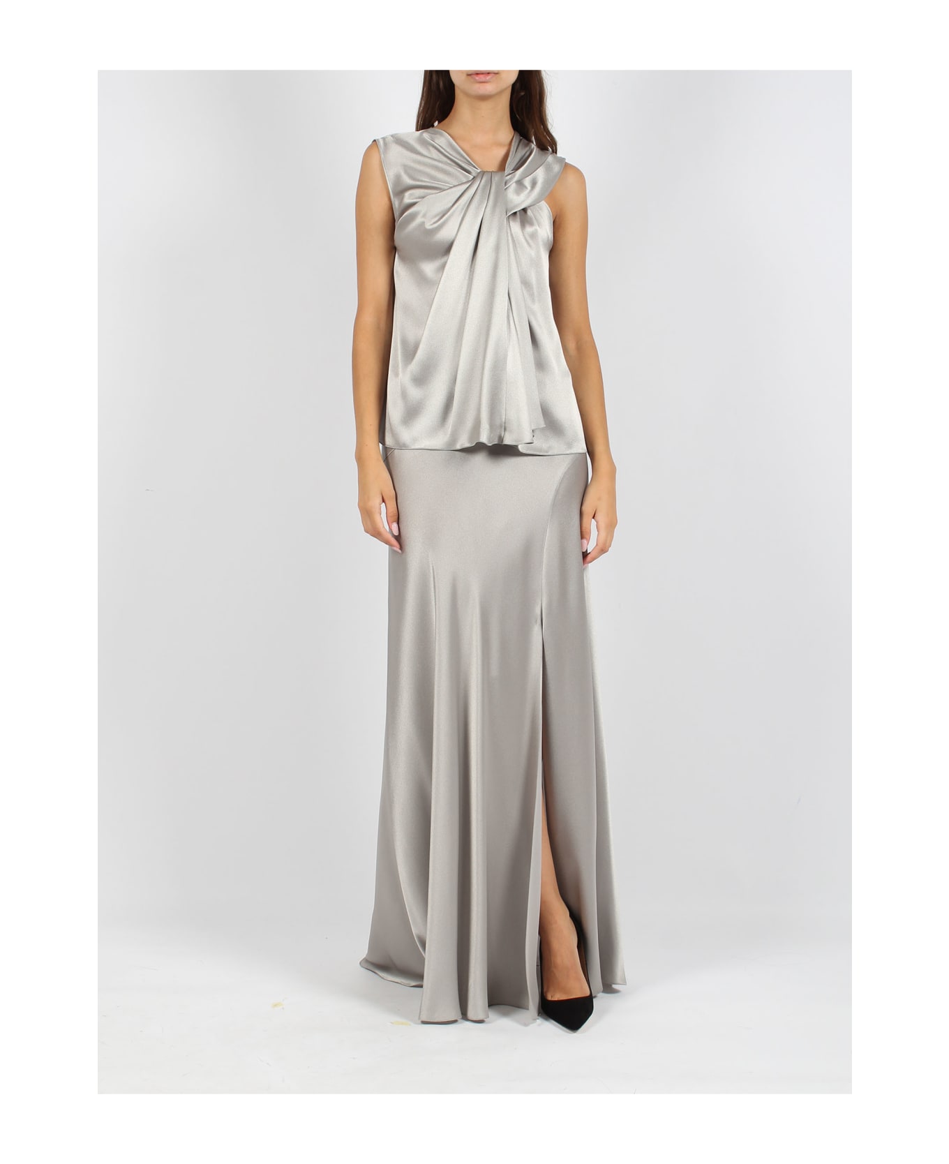 Alberta Ferretti Satin Top - Grey