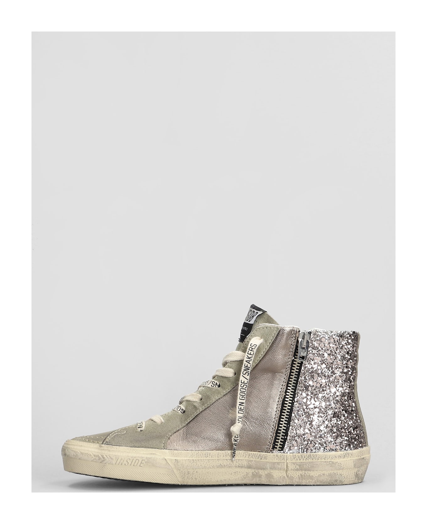 Golden Goose Duble Quarter Sneakers In Grey Suede And Fabric - grey