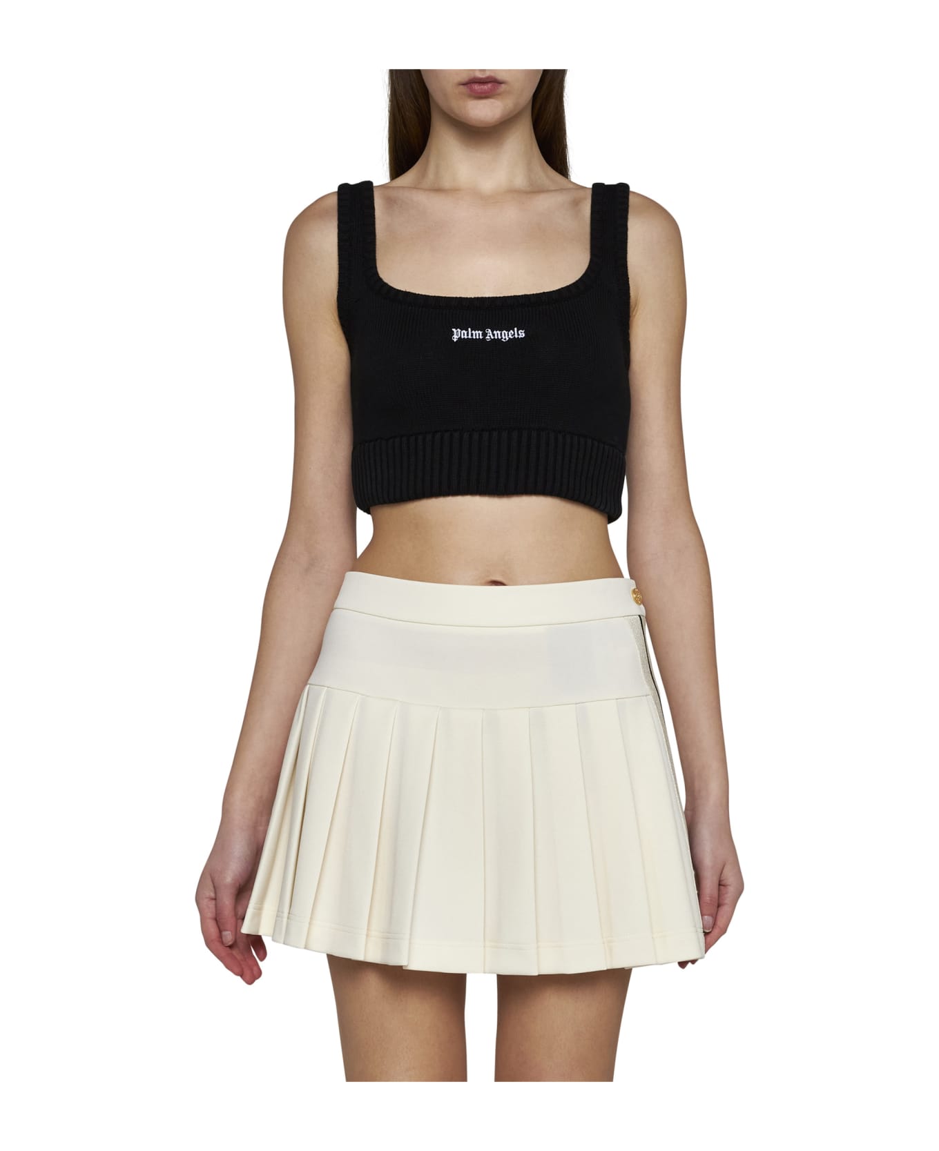 Palm Angels Pleated Mini Skirt - Off white
