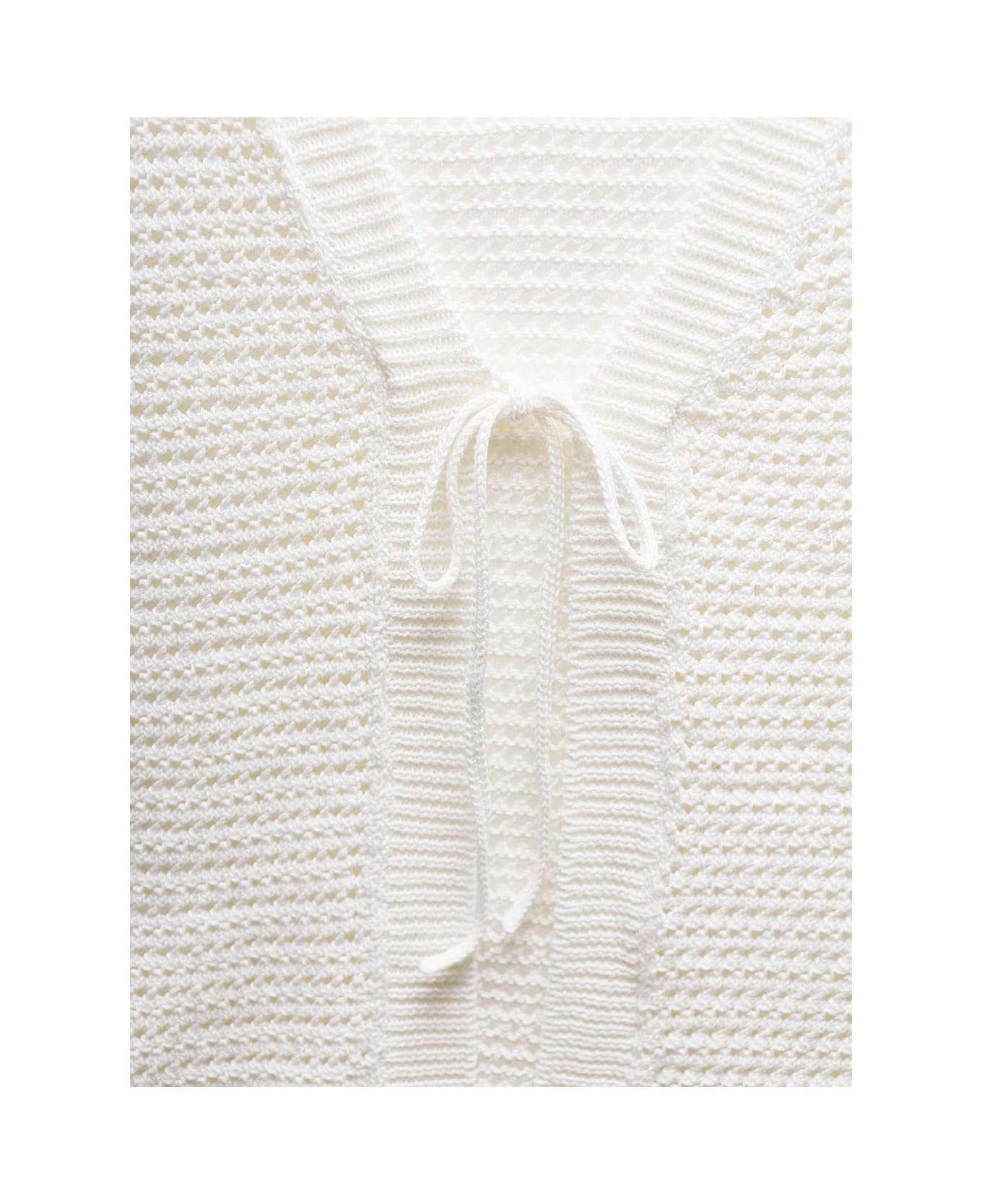 A.P.C. 'maggie' White Short-sleeve Cardigan In Crochet Woman - White カーディガン