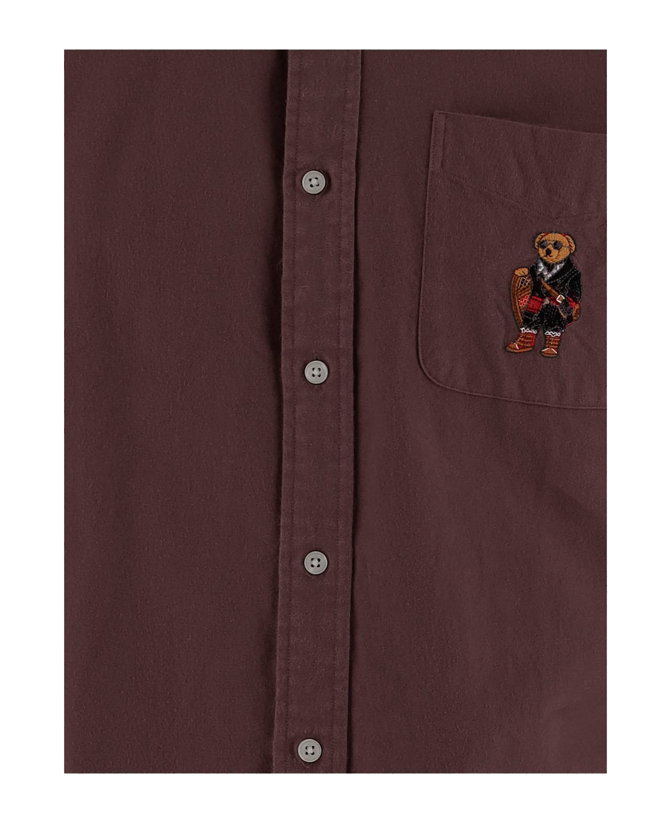 Polo Ralph Lauren Cotton Shirt With Polo Bear Embroidery - Brown