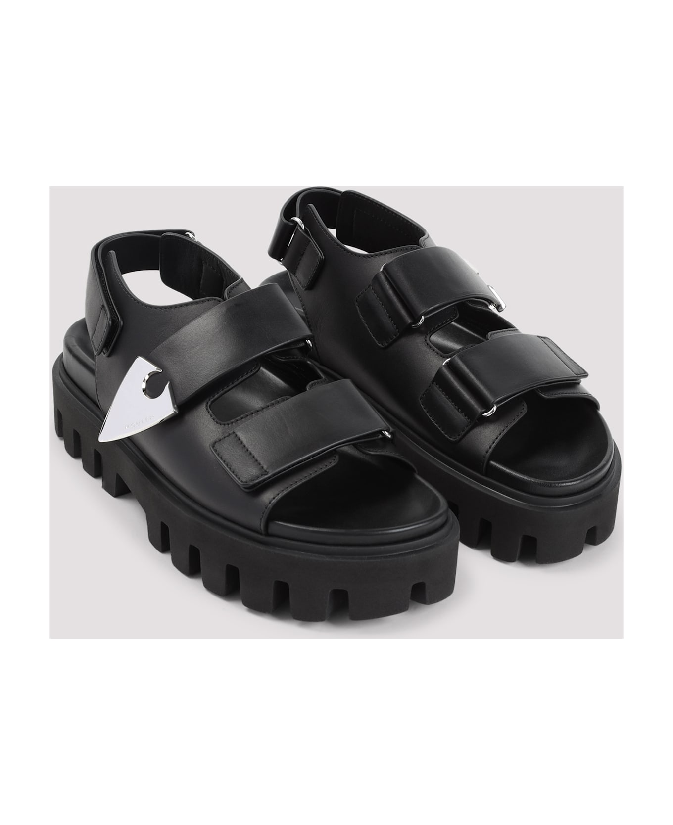 Alexander McQueen Leather And Rubber Sandals - BLACK SILVER